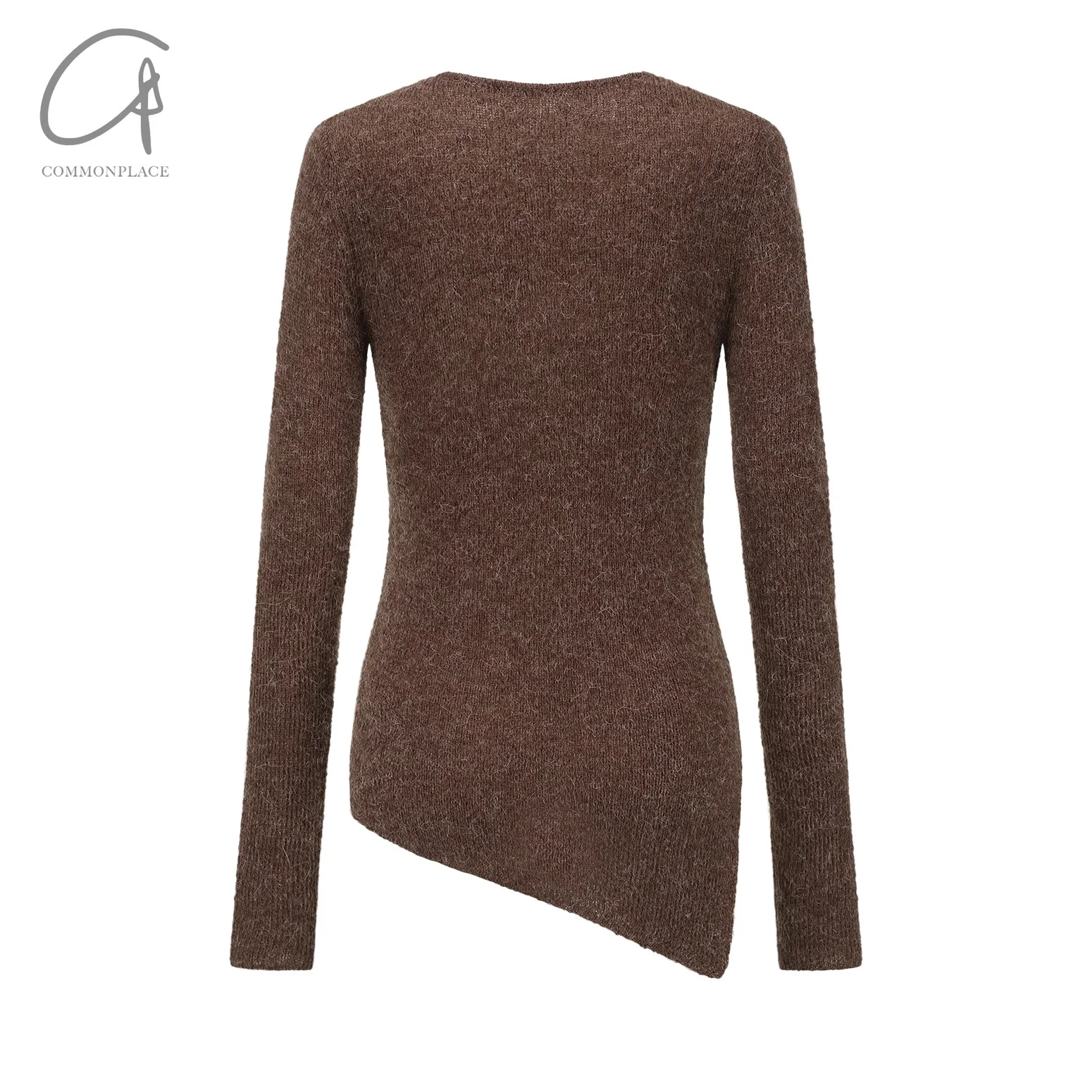 INTO THE EAST 24 Autumn and Winter Wool Blend Asymmetric Knit Top IITE-E1YGAW014KT20TP-KA Coffee Color ITE-E1YGAW011BL20TP - Image 7