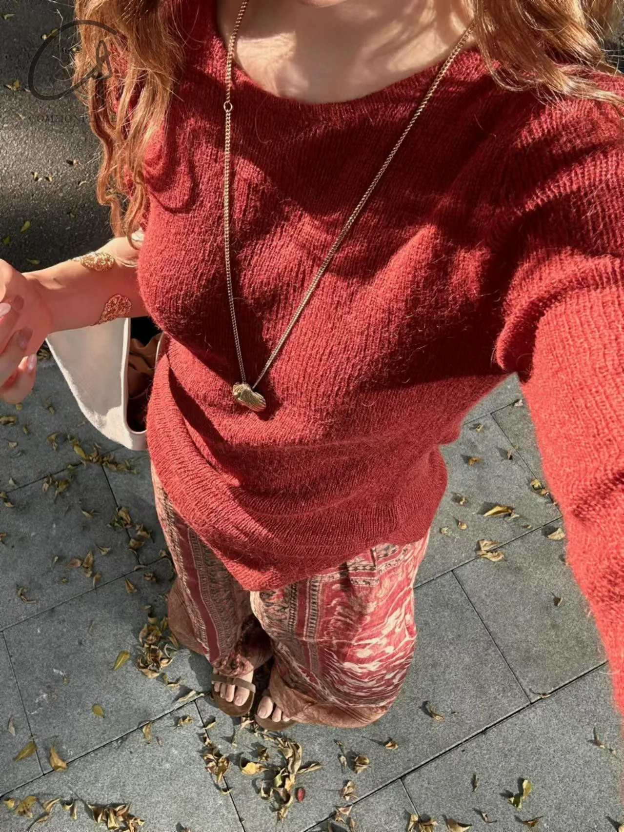 INTO THE EAST 24 Autumn and Winter Wool Blend Asymmetric Knit Top ITE-E1YGAW012RE20TP-HONG Red - Image 22