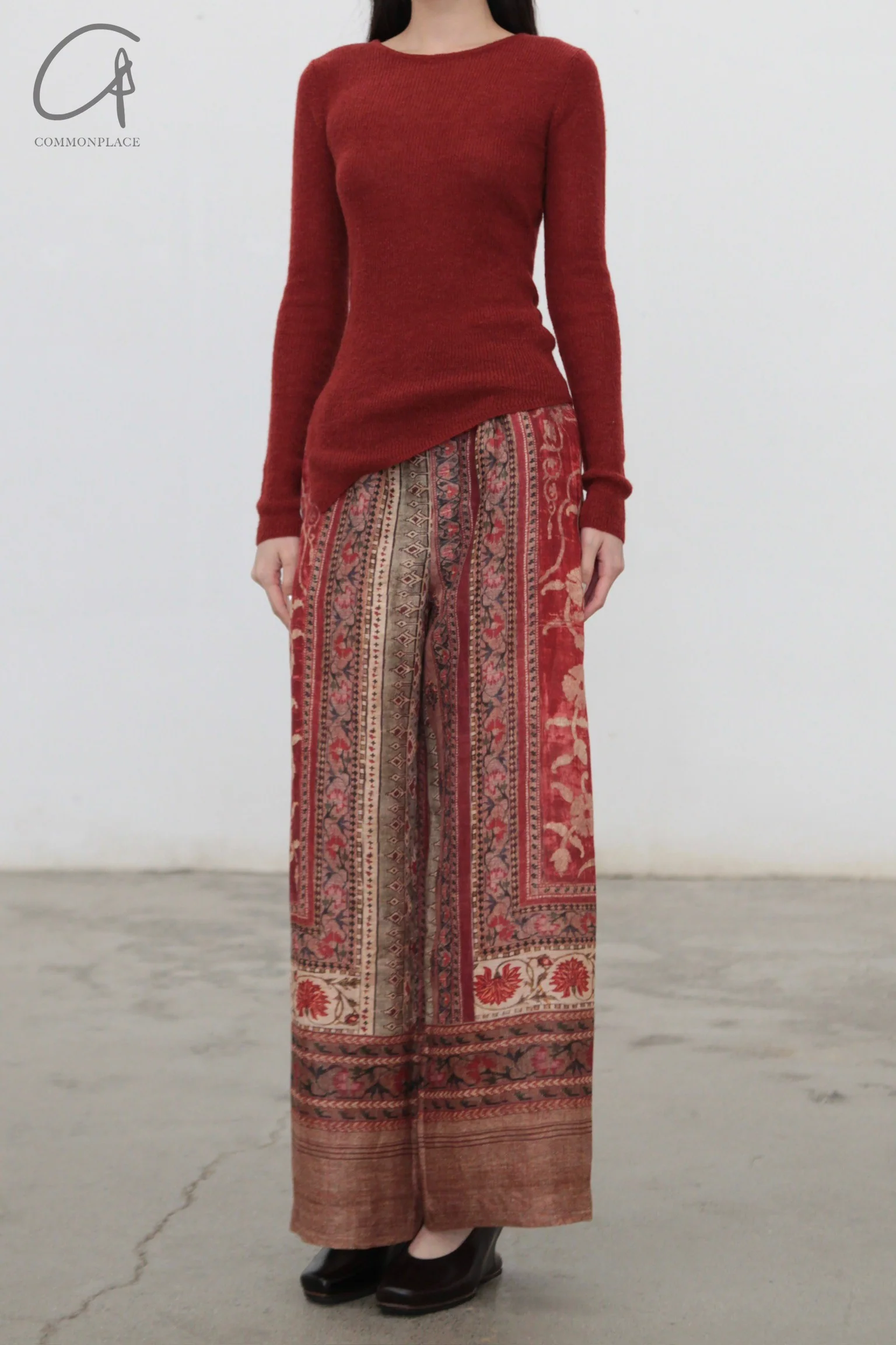 INTO THE EAST 24 Autumn and Winter Wool Blend Asymmetric Knit Top ITE-E1YGAW012RE20TP-HONG Red - Image 3