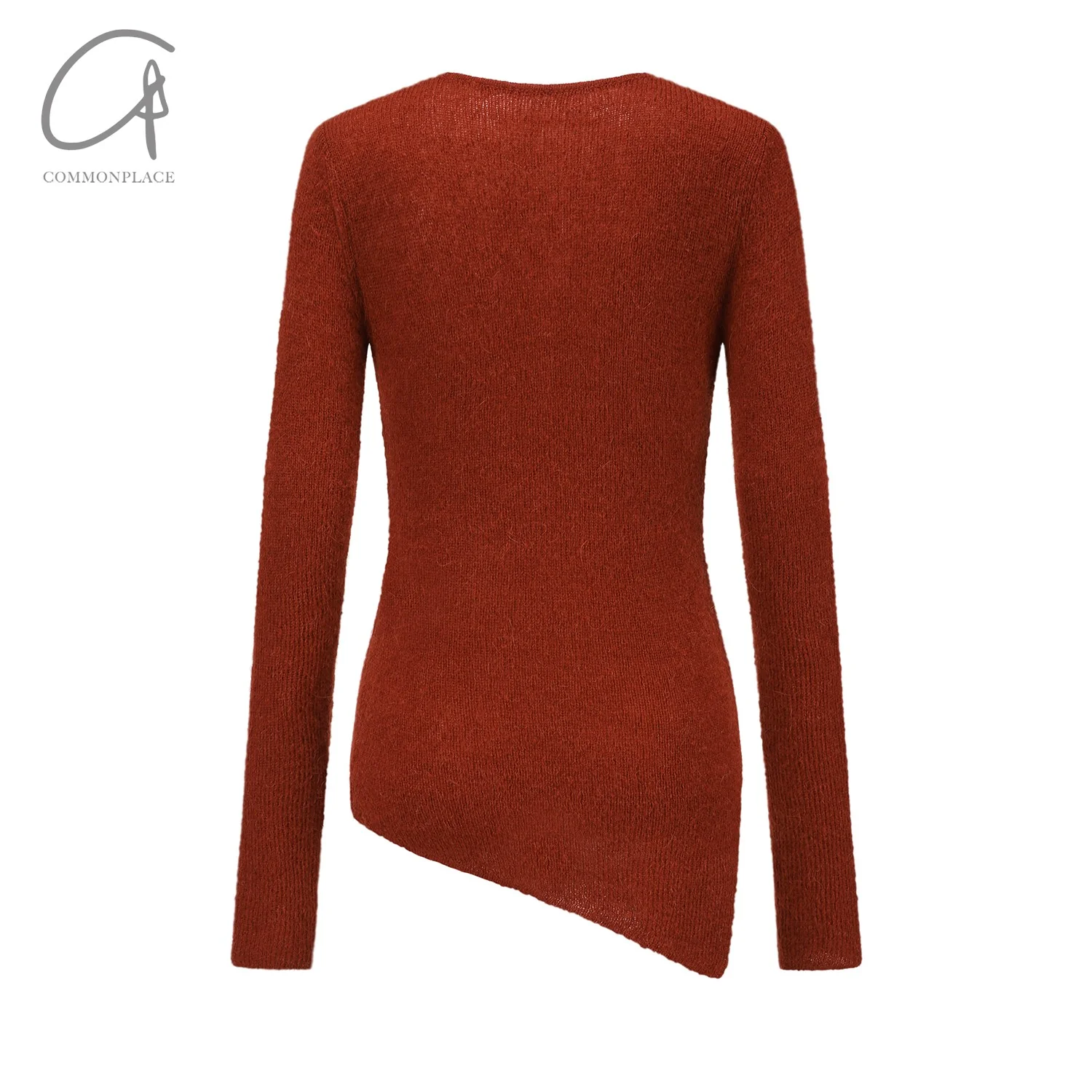 INTO THE EAST 24 Autumn and Winter Wool Blend Asymmetric Knit Top ITE-E1YGAW012RE20TP-HONG Red - Image 5