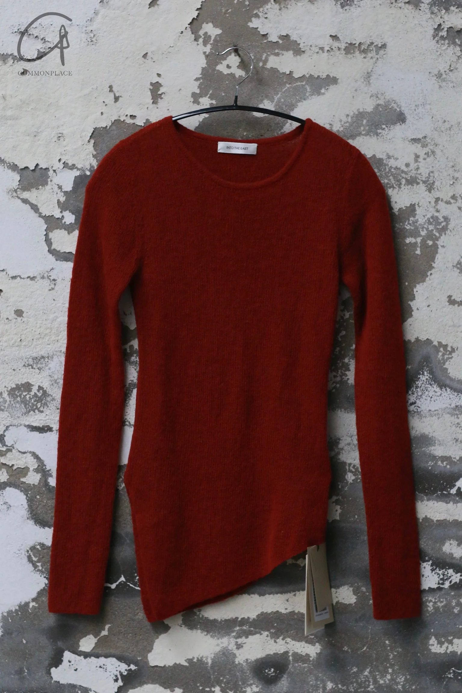 INTO THE EAST 24 Autumn and Winter Wool Blend Asymmetric Knit Top ITE-E1YGAW012RE20TP-HONG Red - Image 7