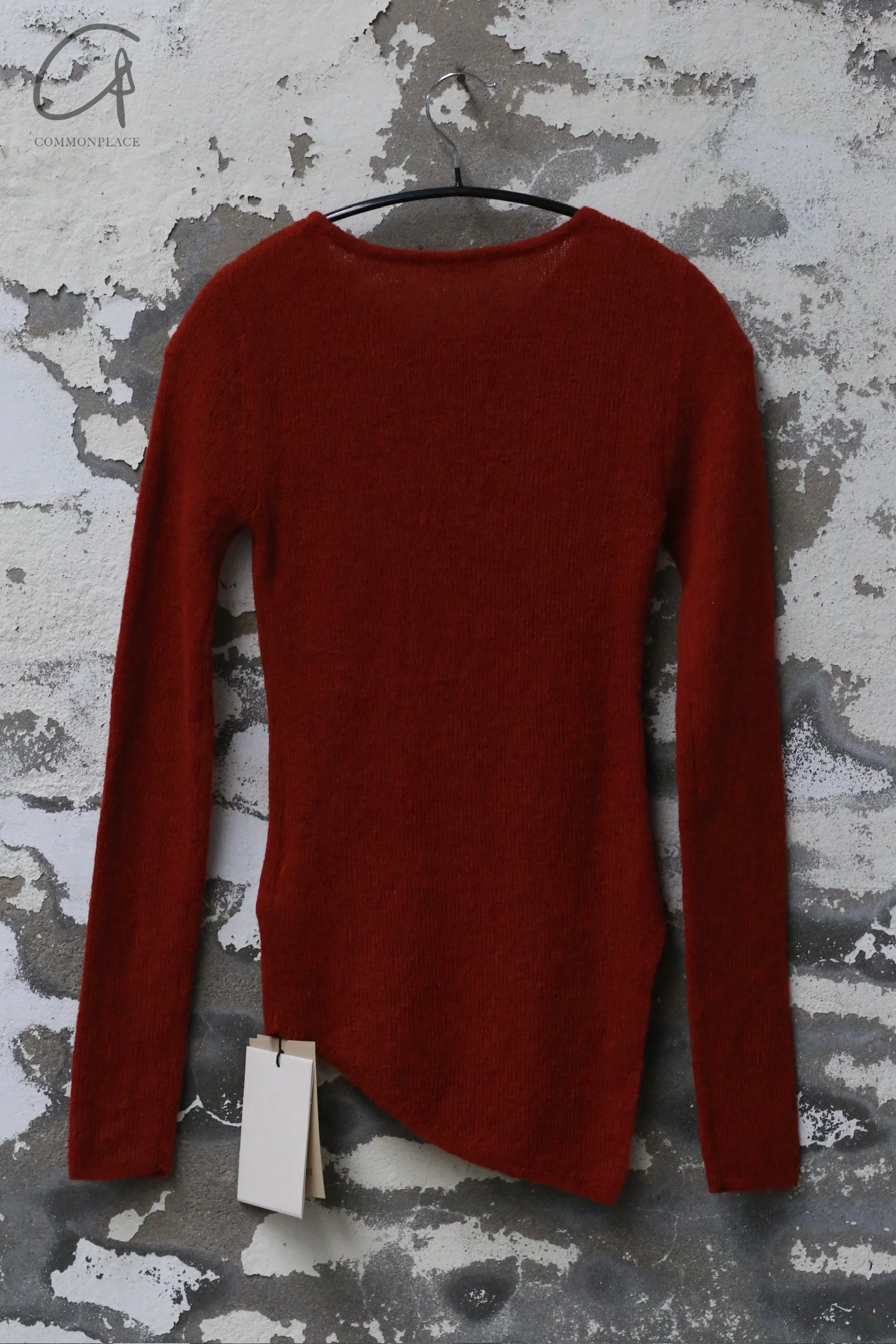 INTO THE EAST 24 Autumn and Winter Wool Blend Asymmetric Knit Top ITE-E1YGAW012RE20TP-HONG Red - Image 8