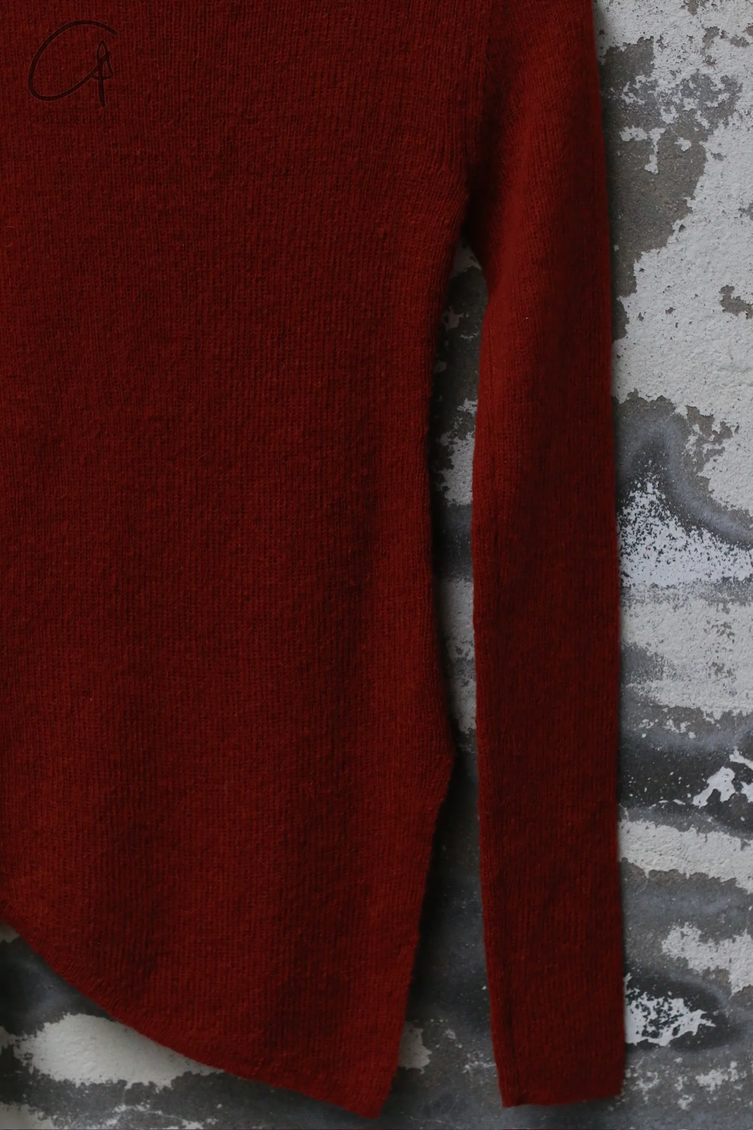 INTO THE EAST 24 Autumn and Winter Wool Blend Asymmetric Knit Top ITE-E1YGAW012RE20TP-HONG Red - Image 9