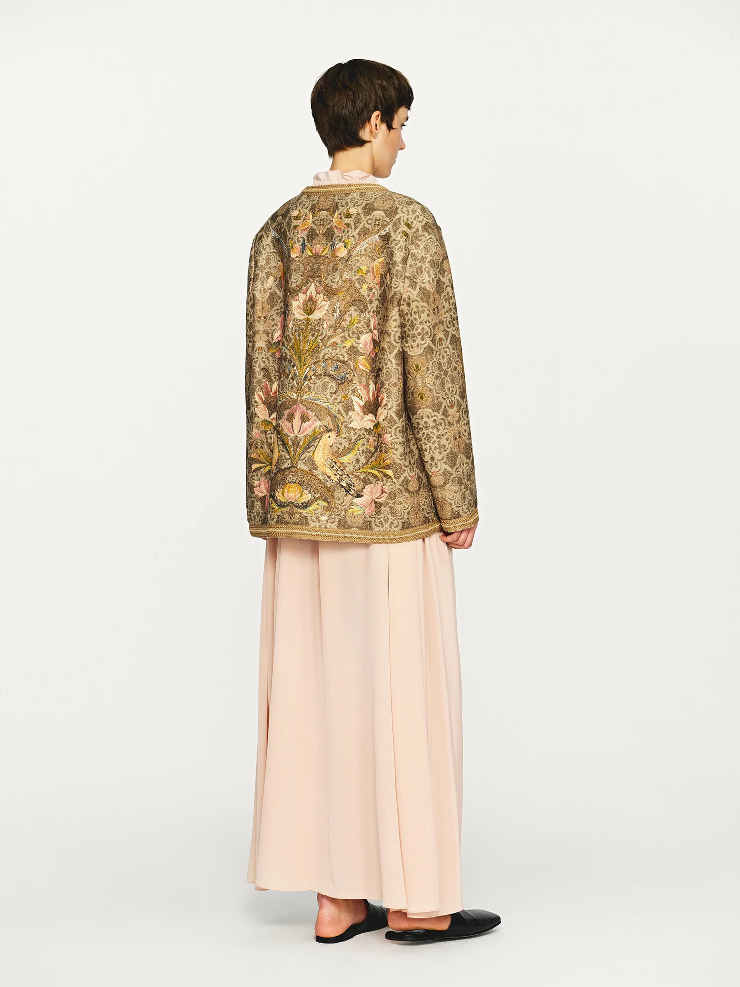 INTO THE EAST 25 Autumn and Winter Pink Lace Drawstring Collar Silk Dress ITE-E1DGAW023PK20DS-FEN Pink - Image 13