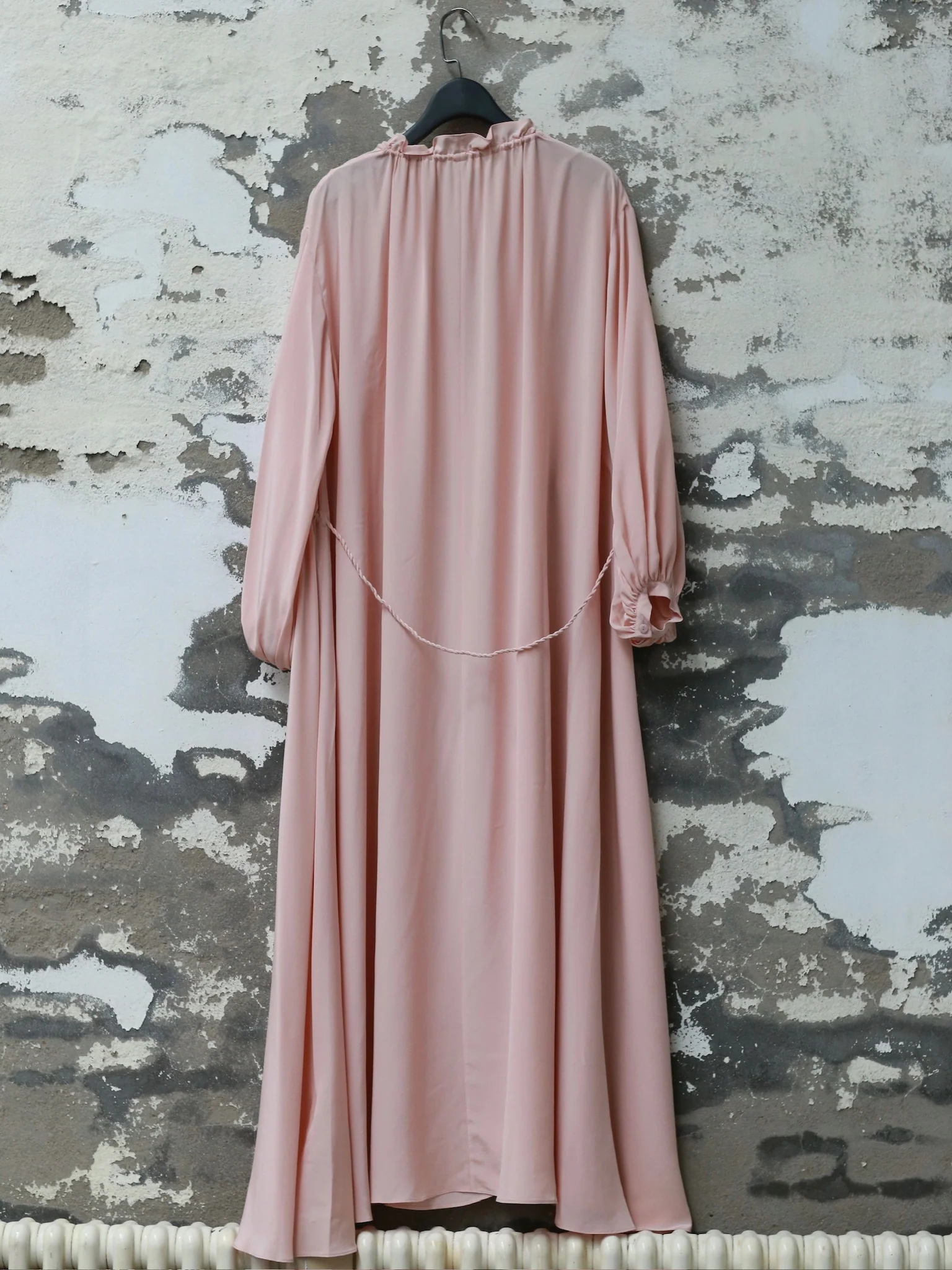 INTO THE EAST 25 Autumn and Winter Pink Lace Drawstring Collar Silk Dress ITE-E1DGAW023PK20DS-FEN Pink - Image 6