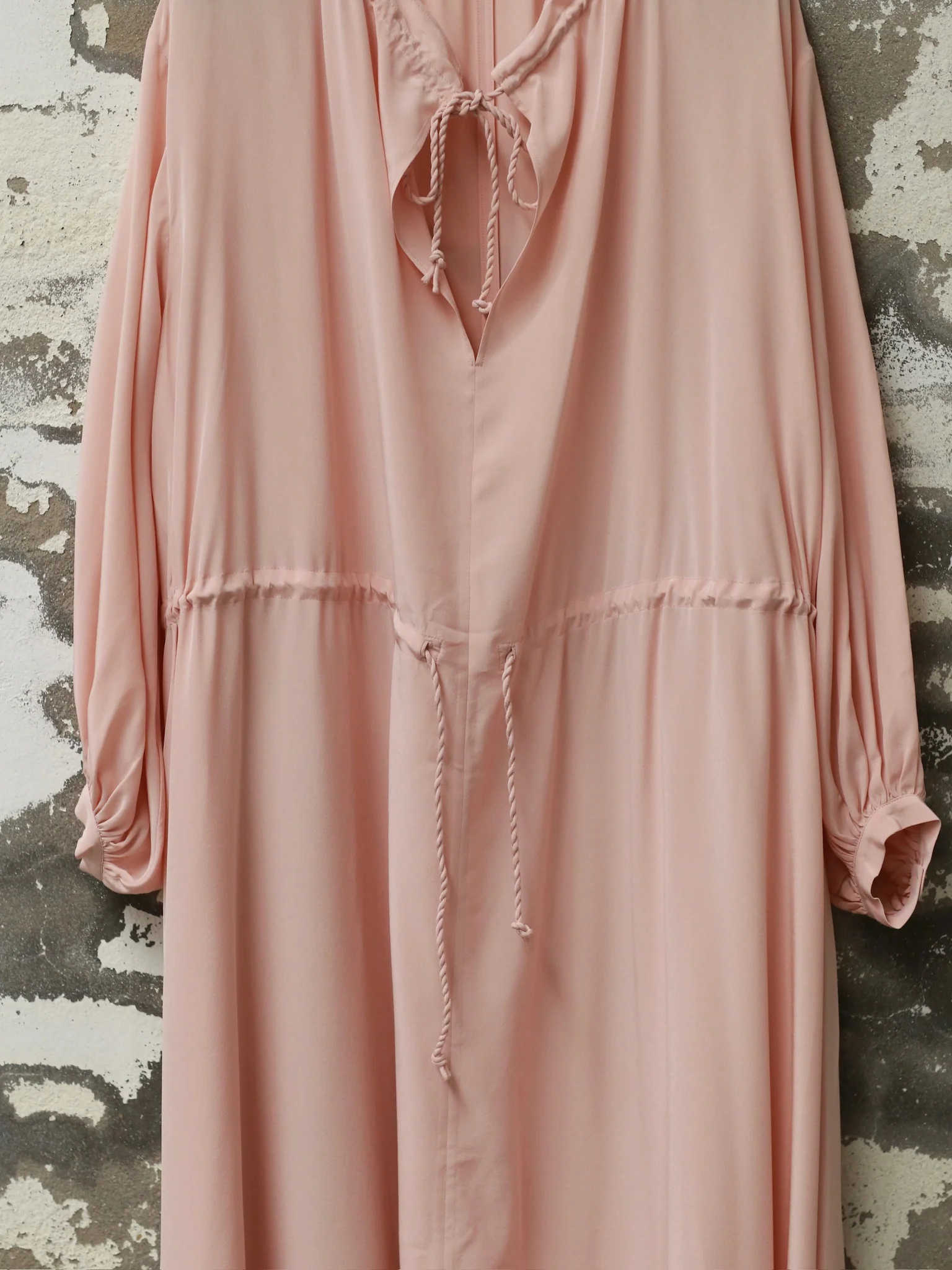 INTO THE EAST 25 Autumn and Winter Pink Lace Drawstring Collar Silk Dress ITE-E1DGAW023PK20DS-FEN Pink - Image 7