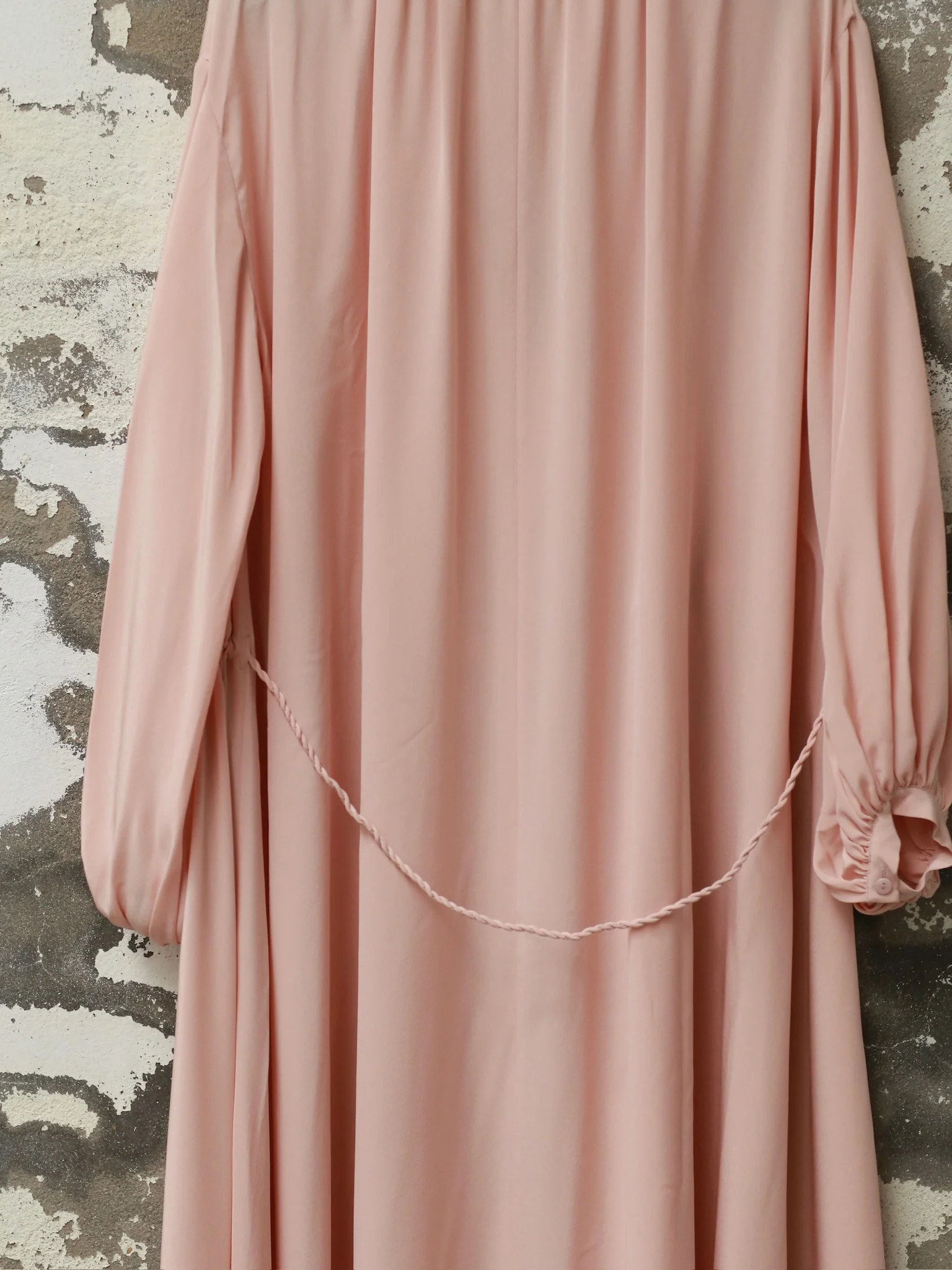 INTO THE EAST 25 Autumn and Winter Pink Lace Drawstring Collar Silk Dress ITE-E1DGAW023PK20DS-FEN Pink - Image 8