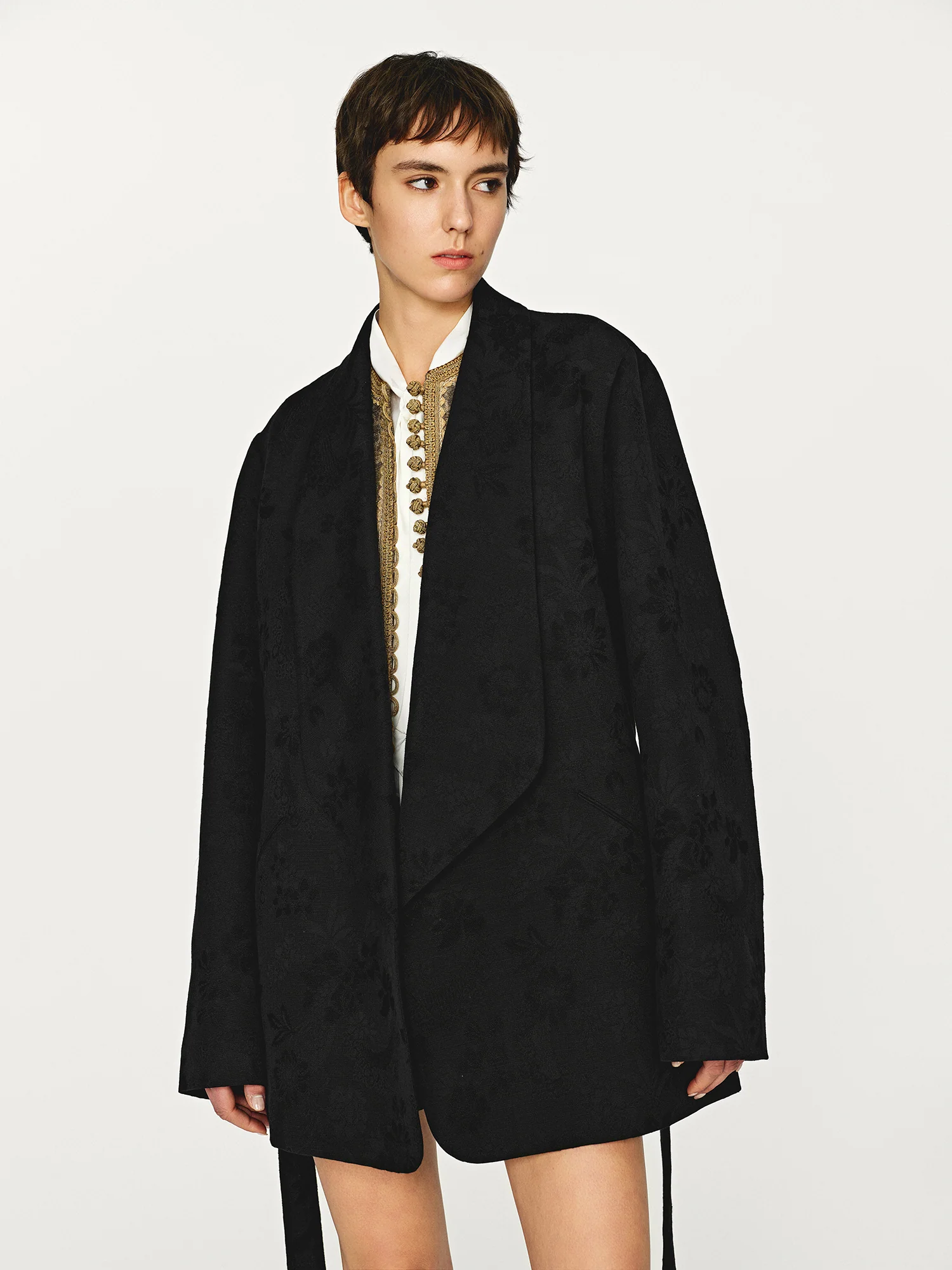 INTO THE EAST 25 Autumn/Winter Dark Jacquard Tassel Lace-up Jacket/Vest/Shorts ITE-E1DGAW027BL20JK-HEI Jacket - Image 11