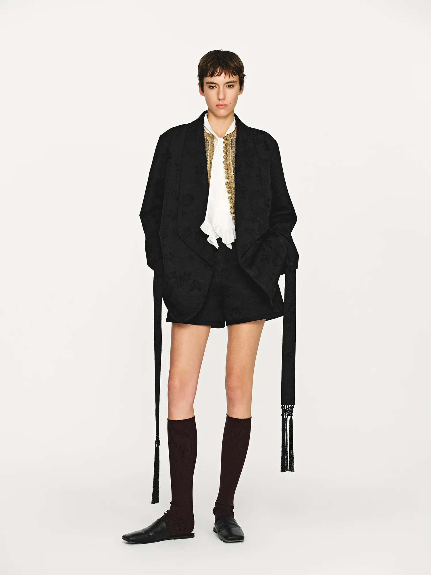 INTO THE EAST 25 Autumn/Winter Dark Jacquard Tassel Lace-up Jacket/Vest/Shorts ITE-E1DGAW027BL20JK-HEI Jacket - Image 12