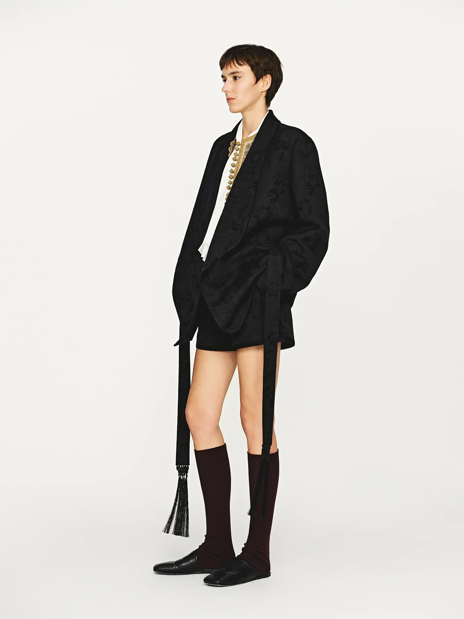 INTO THE EAST 25 Autumn/Winter Dark Jacquard Tassel Lace-up Jacket/Vest/Shorts ITE-E1DGAW027BL20JK-HEI Jacket - Image 13