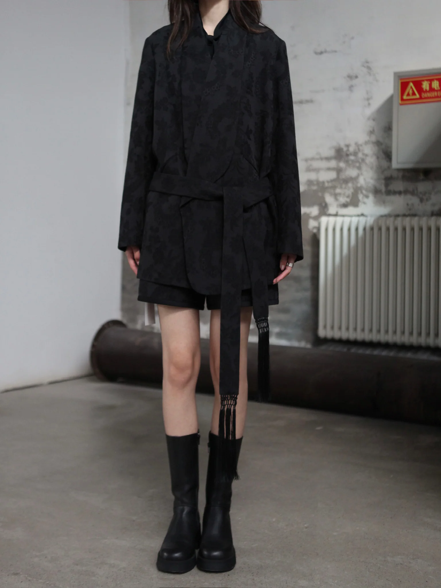INTO THE EAST 25 Autumn/Winter Dark Jacquard Tassel Lace-up Jacket/Vest/Shorts ITE-E1DGAW027BL20JK-HEI Jacket - Image 3