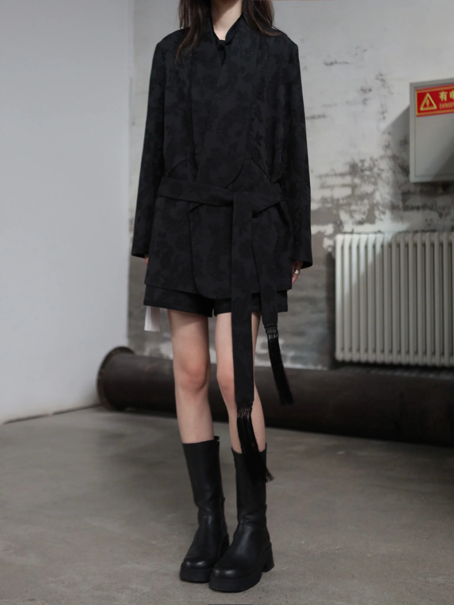 INTO THE EAST 25 Autumn/Winter Dark Jacquard Tassel Lace-up Jacket/Vest/Shorts ITE-E1DGAW027BL20JK-HEI Jacket - Image 4