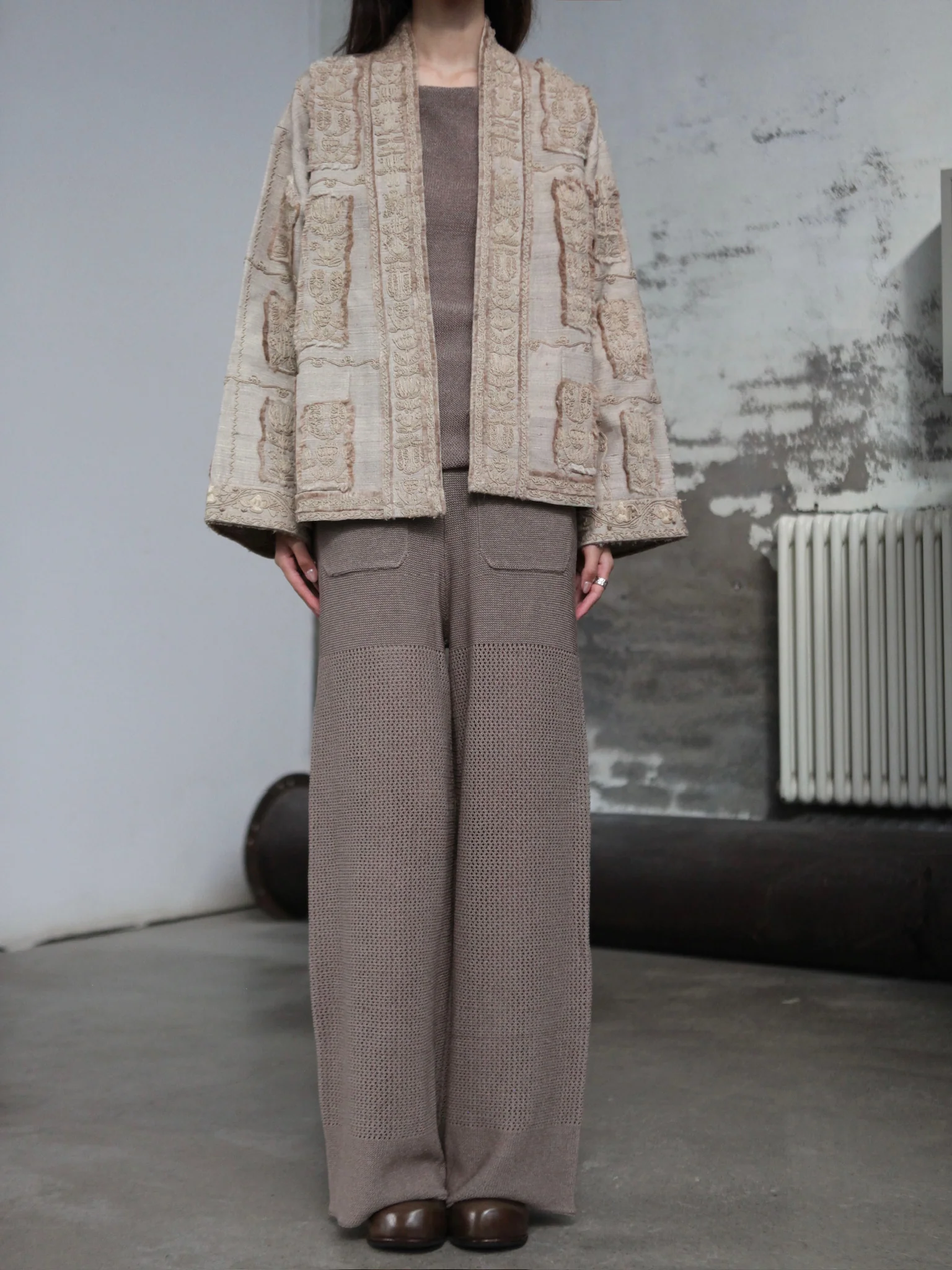 INTO THE EAST 25 Autumn/Winter Khaki/Black Knitted Hollow Straight Pants ITE-E1DGSS020GY20PT-KQH Khaki (E1DGSS027CM20PT) - Image 12