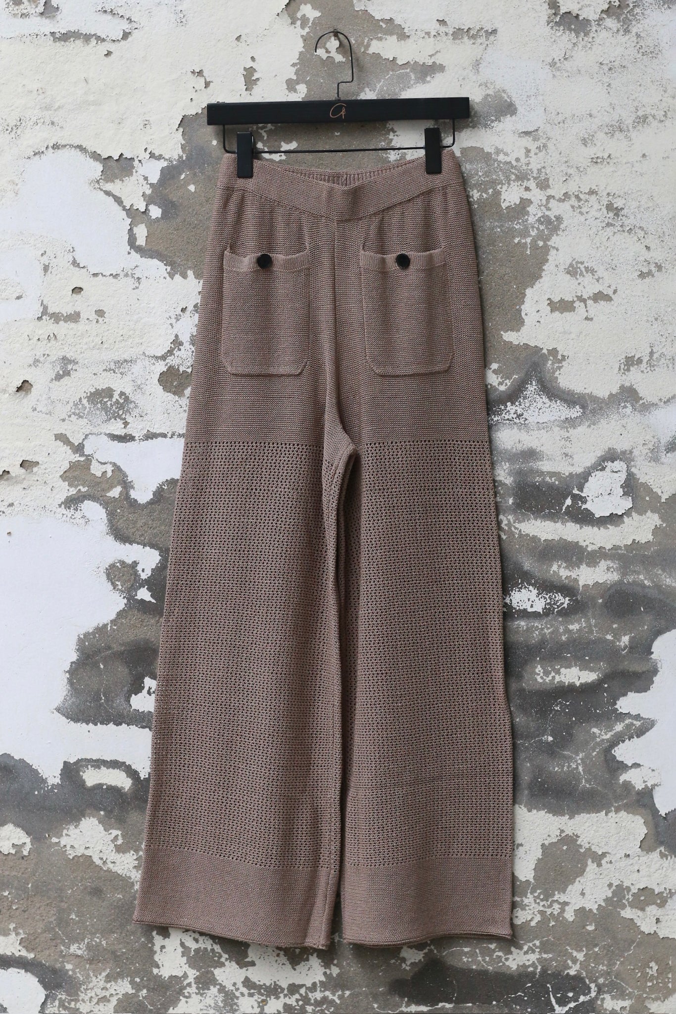 INTO THE EAST 25 Autumn/Winter Khaki/Black Knitted Hollow Straight Pants ITE-E1DGSS020GY20PT-KQH Khaki (E1DGSS027CM20PT) - Image 2
