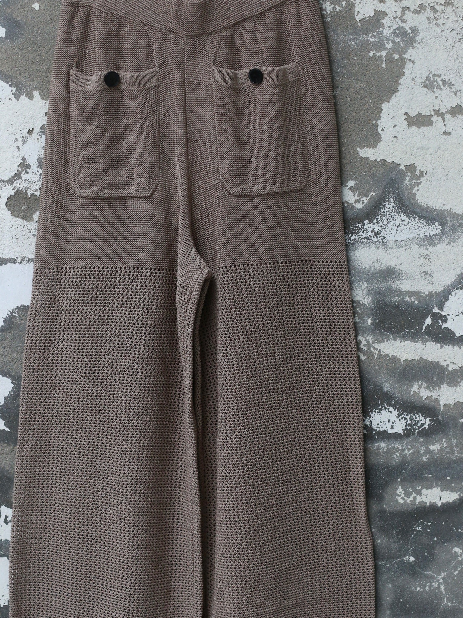 INTO THE EAST 25 Autumn/Winter Khaki/Black Knitted Hollow Straight Pants ITE-E1DGSS020GY20PT-KQH Khaki (E1DGSS027CM20PT) - Image 4