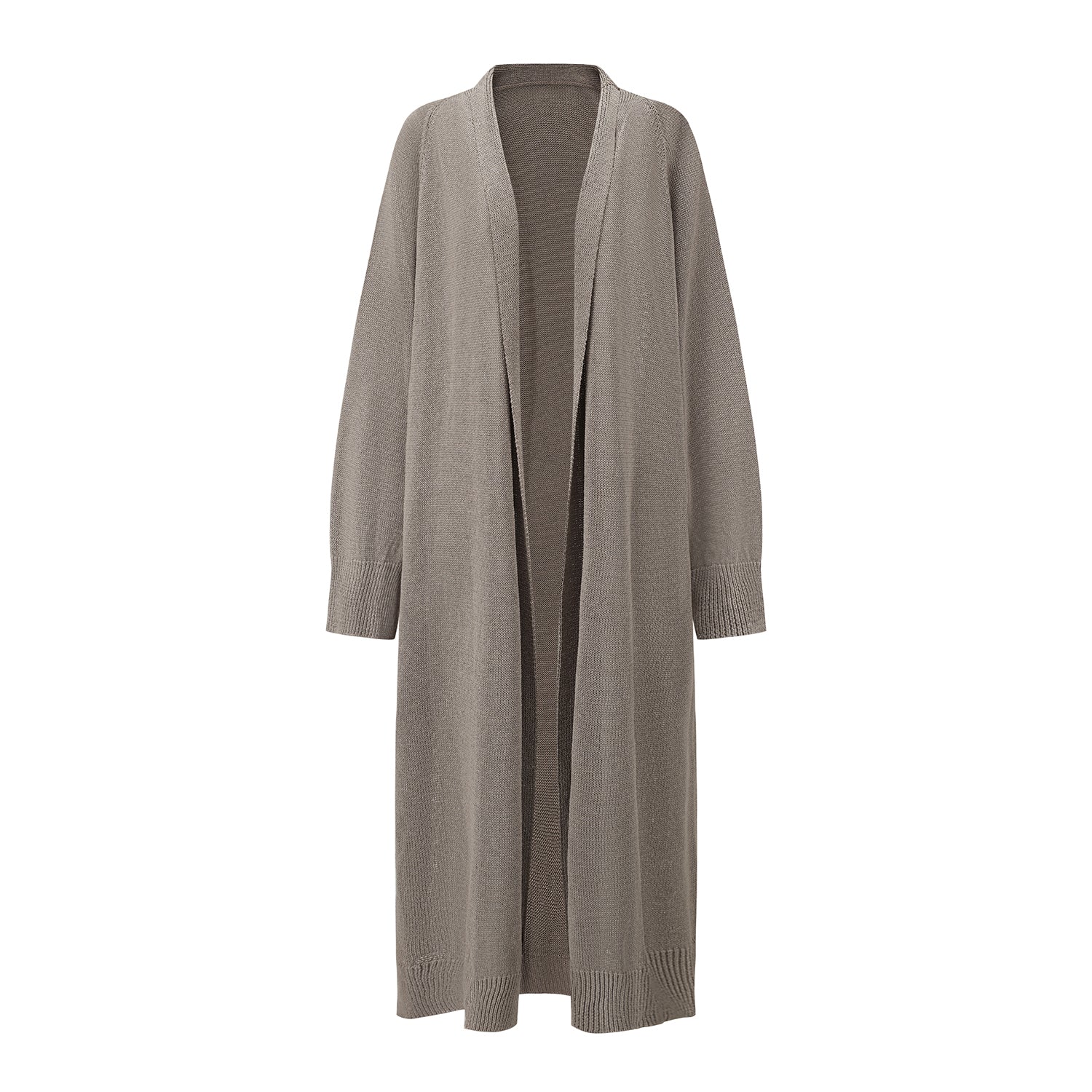 INTO THE EAST 25 Spring/Summer Khaki Gray Minimalist Knitted Long Cardigan ITE-E1DGSS010GY20KT-KQH Khaki Gray - Image 3