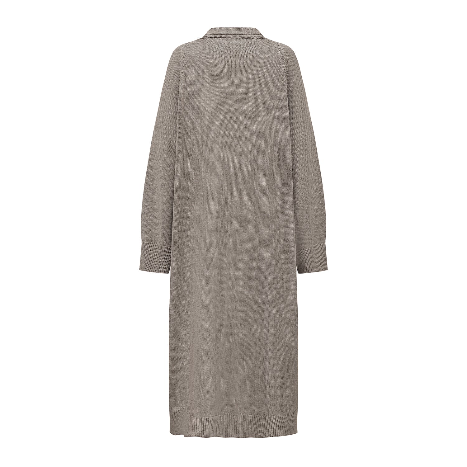 INTO THE EAST 25 Spring/Summer Khaki Gray Minimalist Knitted Long Cardigan ITE-E1DGSS010GY20KT-KQH Khaki Gray - Image 4