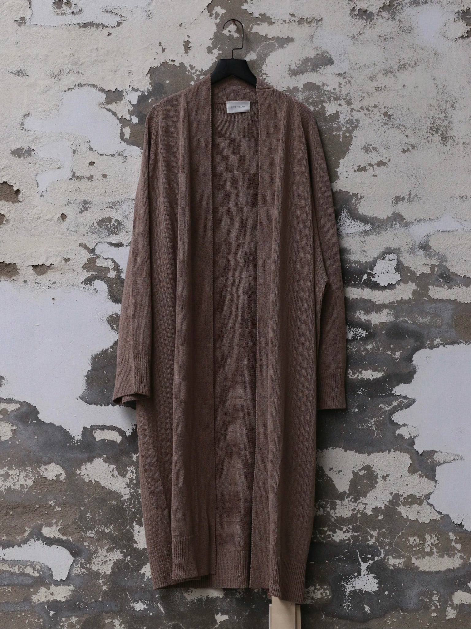 INTO THE EAST 25 Spring/Summer Khaki Gray Minimalist Knitted Long Cardigan ITE-E1DGSS010GY20KT-KQH Khaki Gray - Image 5