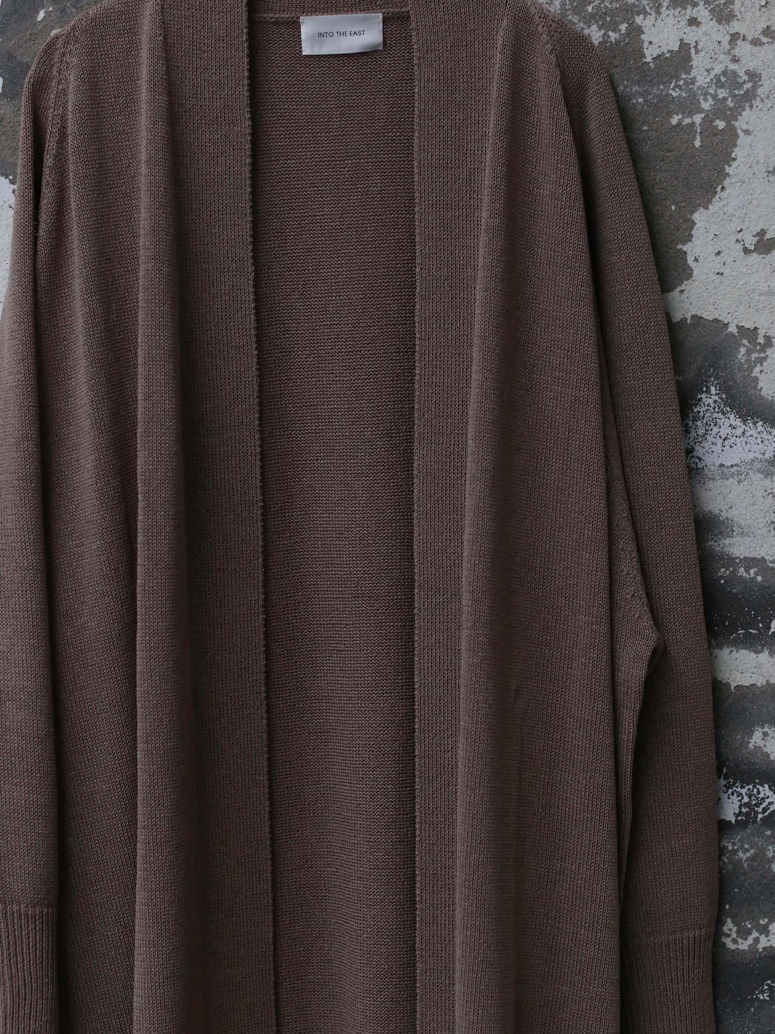 INTO THE EAST 25 Spring/Summer Khaki Gray Minimalist Knitted Long Cardigan ITE-E1DGSS010GY20KT-KQH Khaki Gray - Image 6