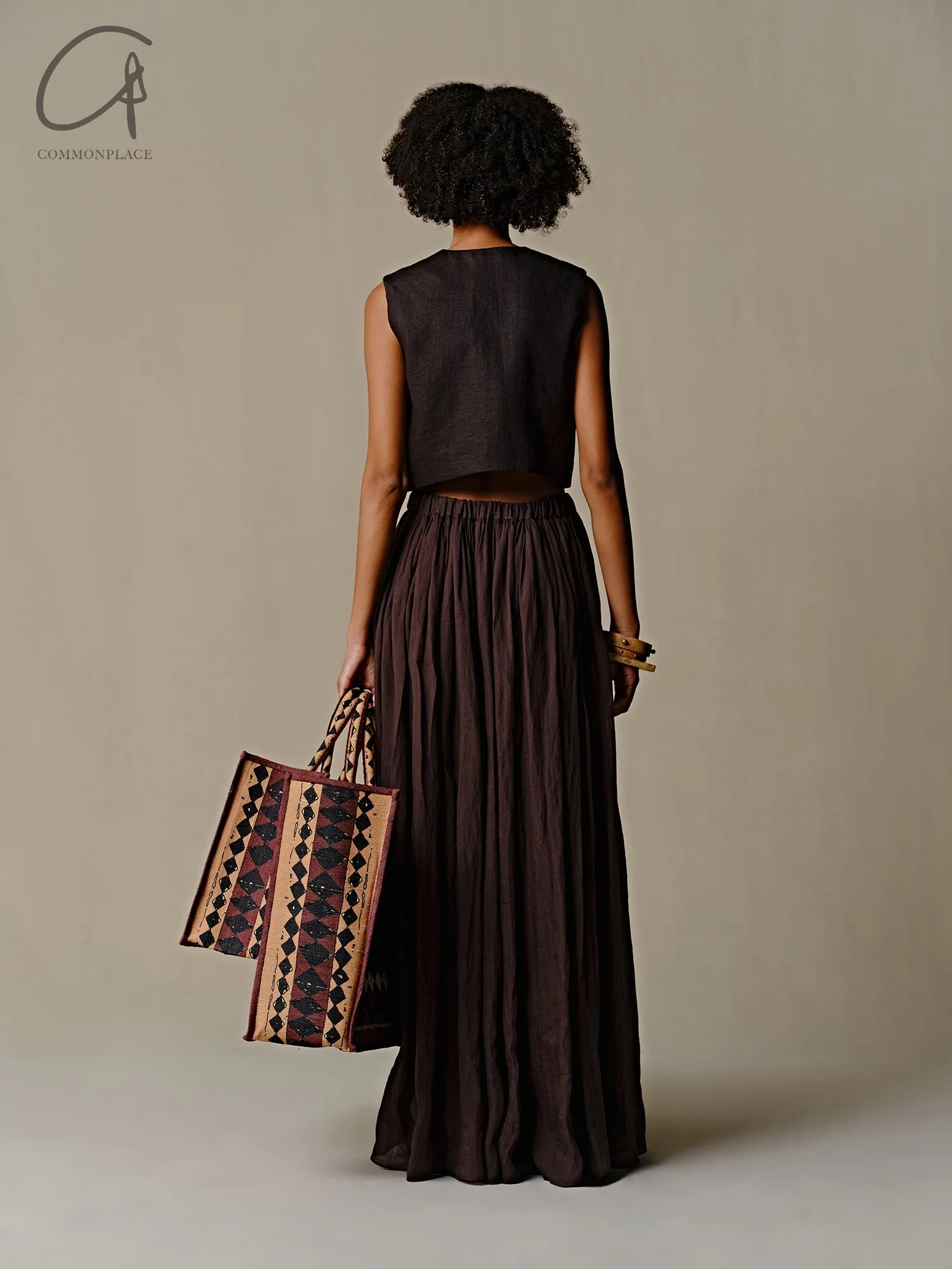 INTO THE EAST 25 Spring/Summer Ramie One-shoulder Top/Collar Ribbon Top/Pleated Skirt ITE-E1DGSS010CF20SK-KA Skirt - Image 5