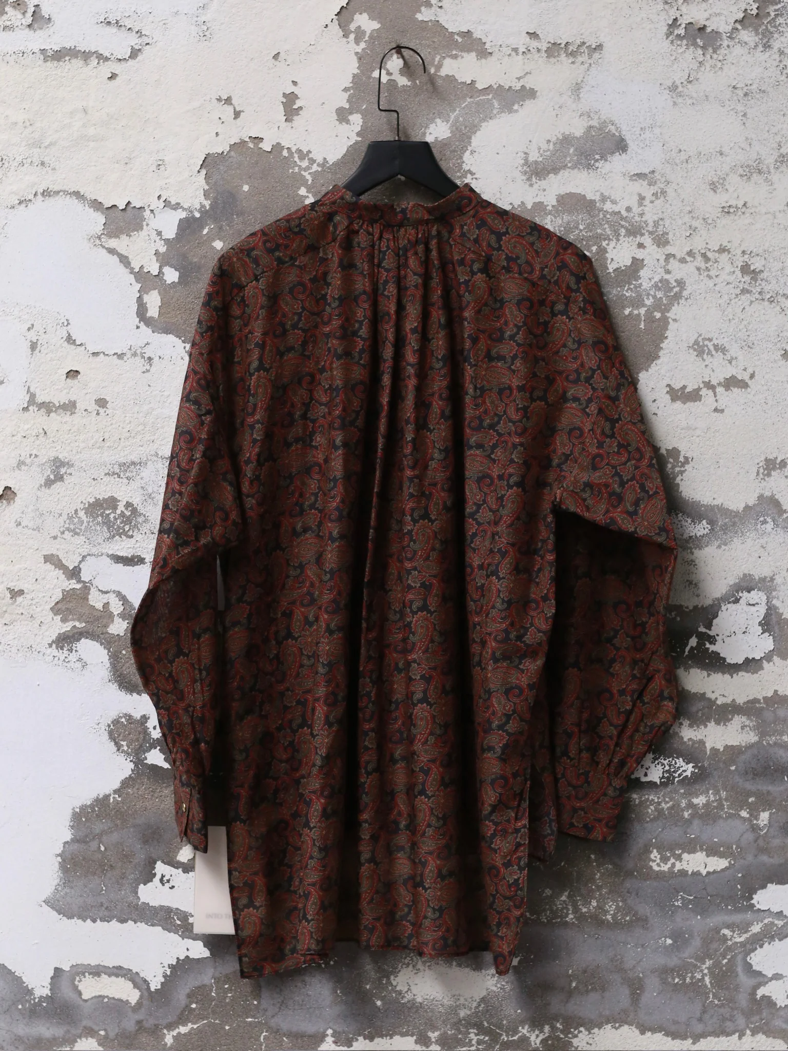 INTO THE EAST Dark Brown Paisley Round Neck Silk Cotton Top Shirt ITE-E1DGSC006NCC21TP-HUA Color - Image 4