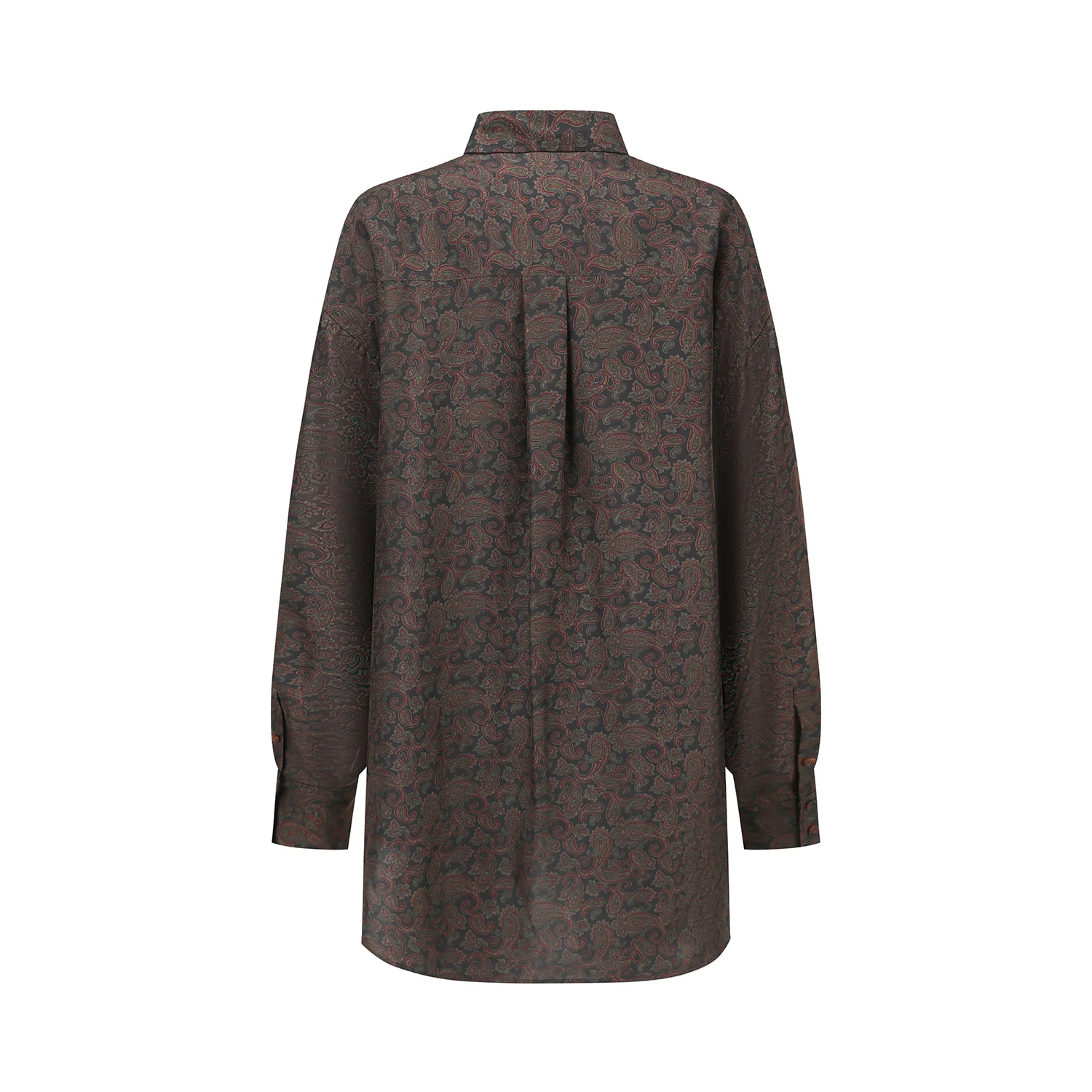 INTO THE EAST Dark Brown Paisley Silk Shirt / Straight Pants ITE-E1DGSC001NCC21SH-HUA Tops - Image 7
