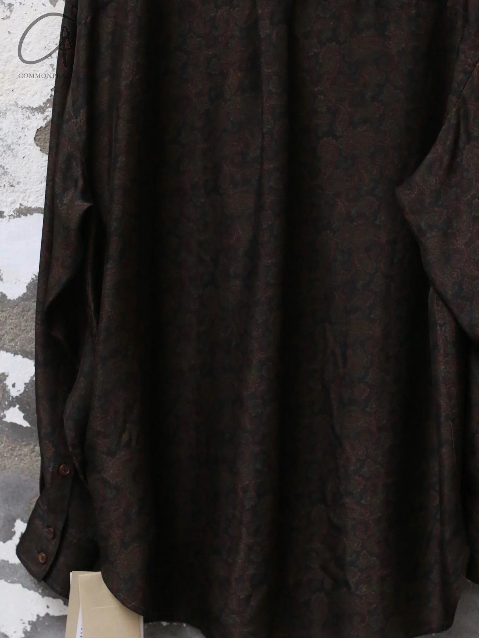 INTO THE EAST Dark Brown Paisley Silk Shirt / Straight Pants ITE-E1DGSC001NCC21SH-HUA Tops - Image 9
