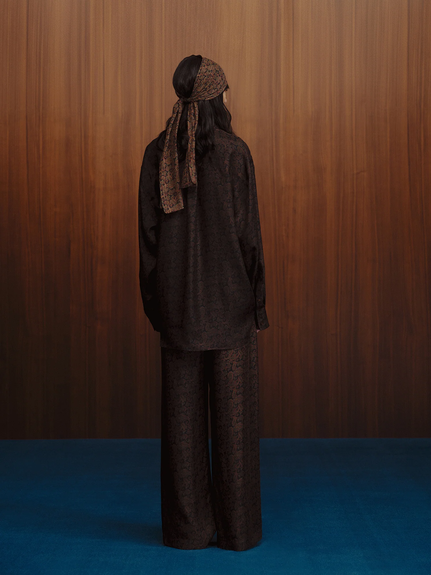 INTO THE EAST Dark Brown Paisley Silk Shirt / Straight Pants ITE-E1DGSC003NCC21PT-HUA Pants (E1DGSC001NCC21SH) - Image 13