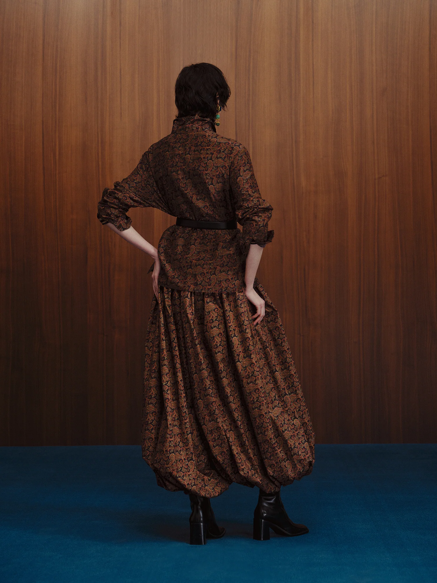 INTO THE EAST Dark Brown Paisley Silk Shorts Casual Pants ITE-E1DGSC011NCC21PT-HUA Color - Image 12