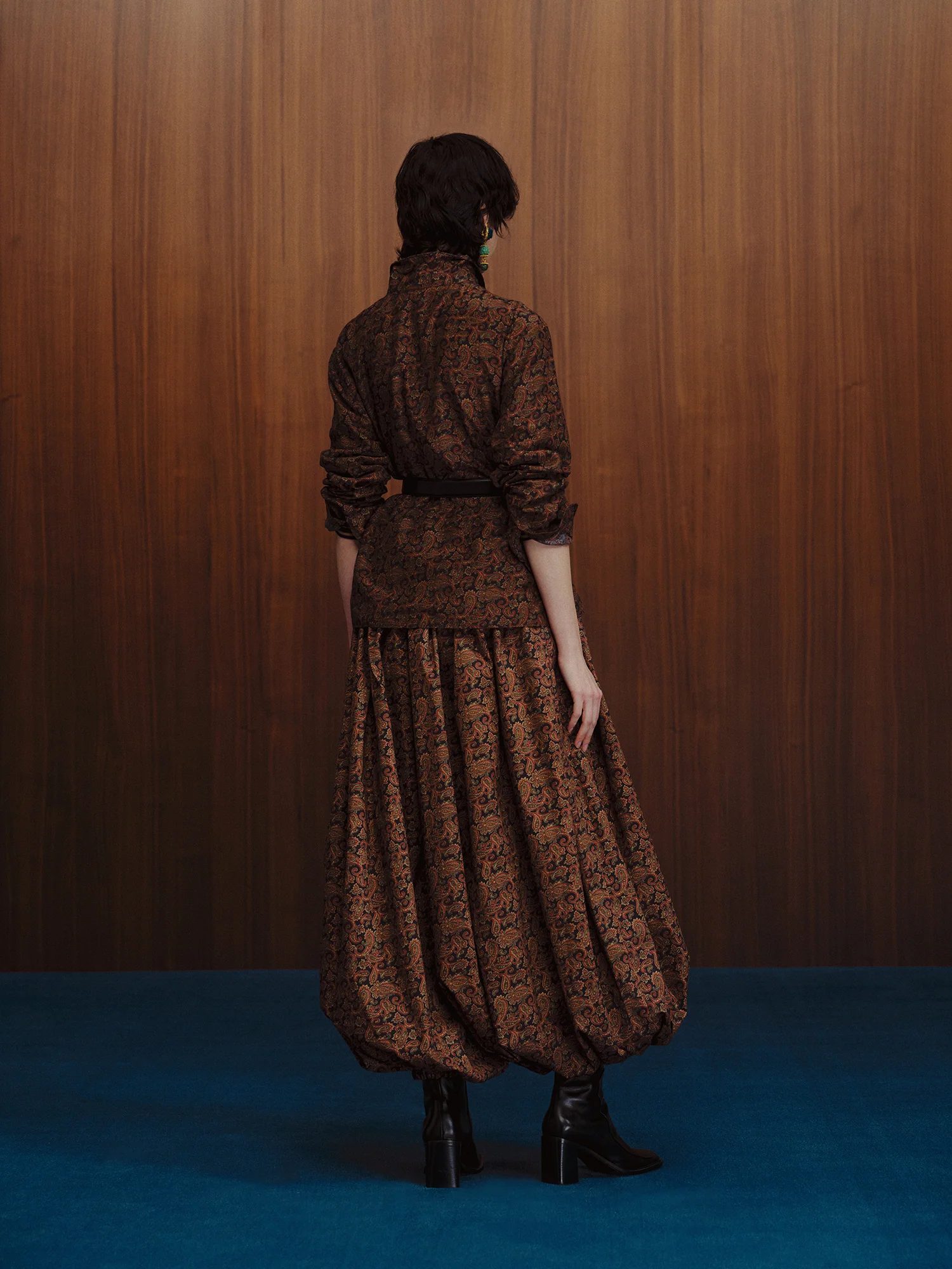 INTO THE EAST Dark Brown Paisley Silk Shorts Casual Pants ITE-E1DGSC011NCC21PT-HUA Color - Image 13