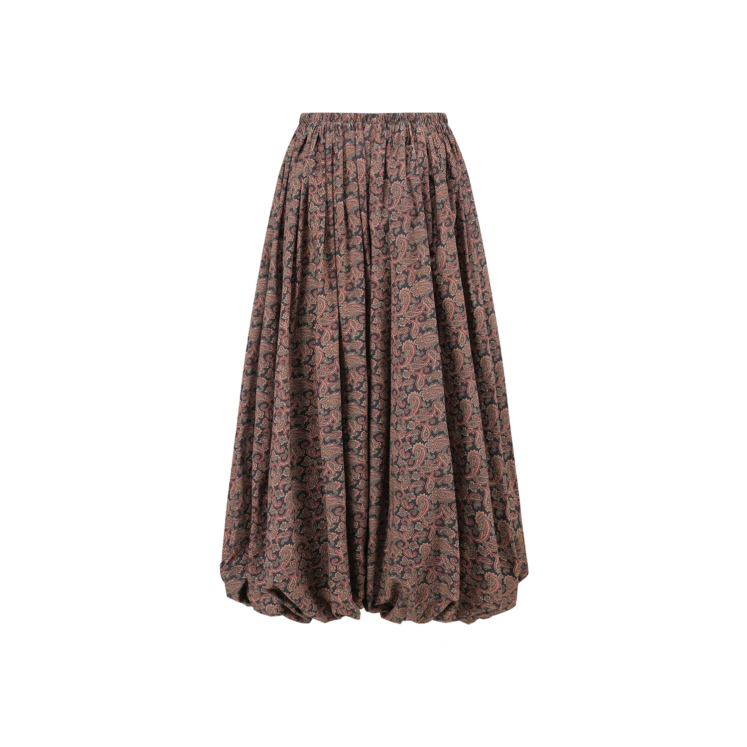INTO THE EAST Dark Brown Paisley Silk Shorts Casual Pants ITE-E1DGSC011NCC21PT-HUA Color - Image 6