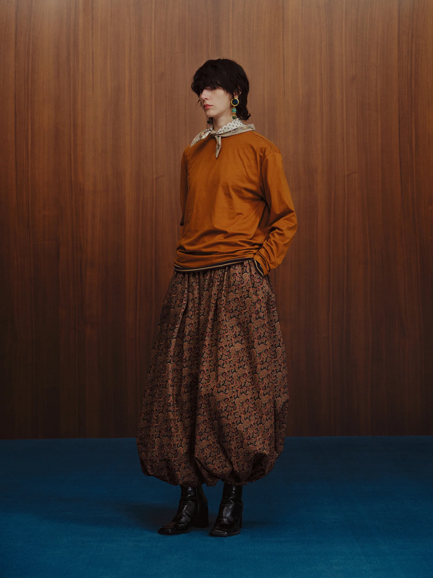 INTO THE EAST Dark Brown Paisley Silk Shorts Casual Pants ITE-E1DGSC011NCC21PT-HUA Color - Image 8