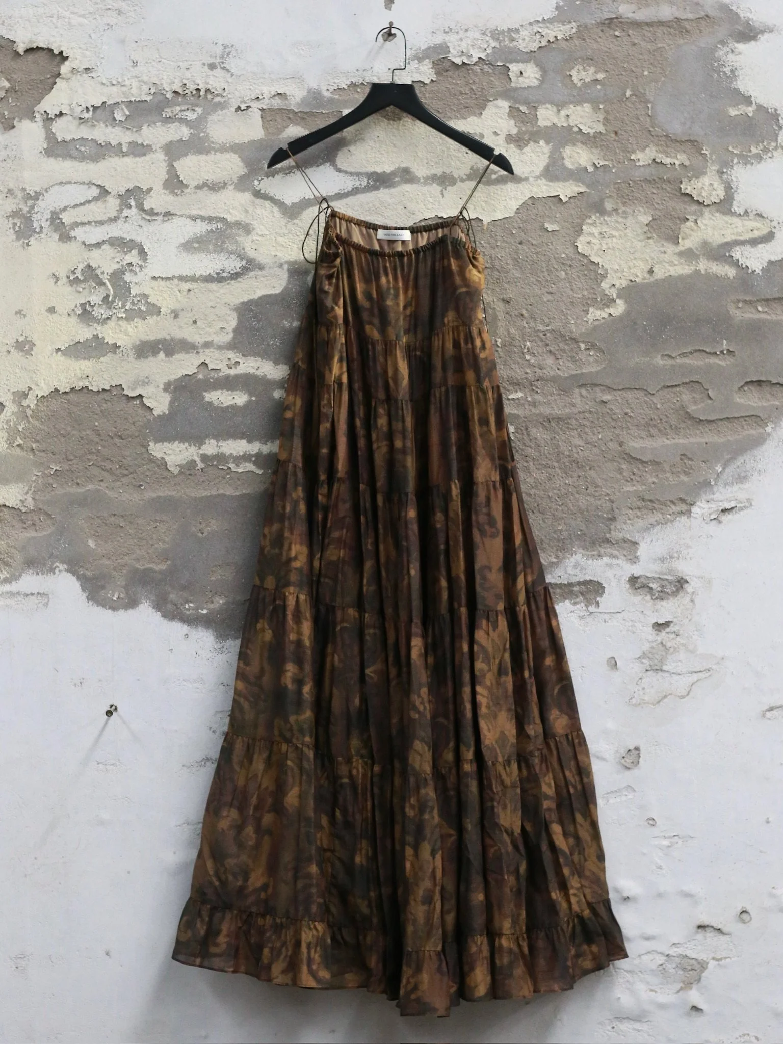 INTO THE EAST Spring/Summer 2026: Acanthus Oil Paint Layered Slip Dress ITE-E1JBSSDS21004BR-CZ (Tea Brown) - Image 5