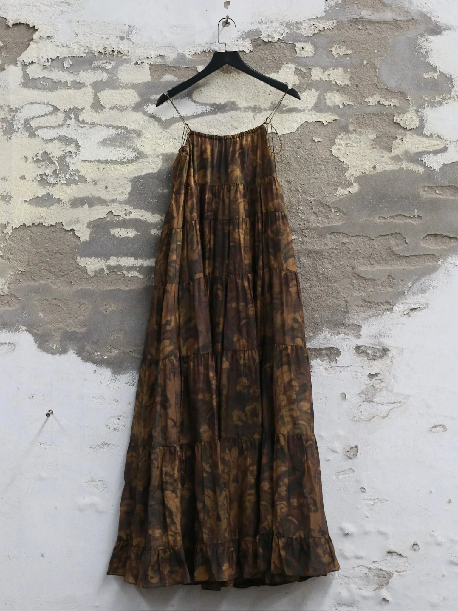 INTO THE EAST Spring/Summer 2026: Acanthus Oil Paint Layered Slip Dress ITE-E1JBSSDS21004BR-CZ (Tea Brown) - Image 8