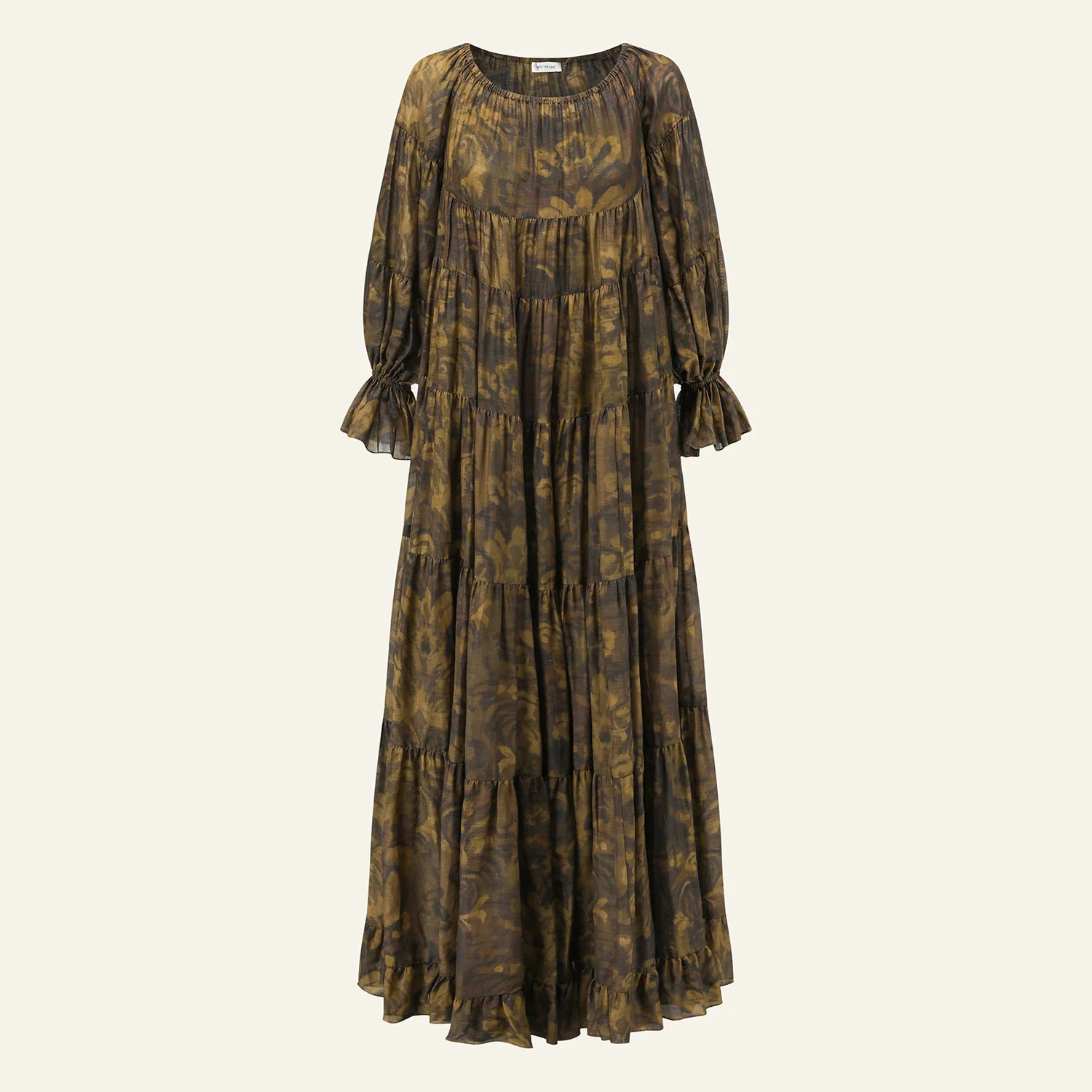 INTO THE EAST Spring/Summer 2026: Acanthus Oil Paint Long-Sleeved Loose-Fitting Tower Dress ITE-E1JBSSDS21007BR-CZ (Tea Brown) - Image 5