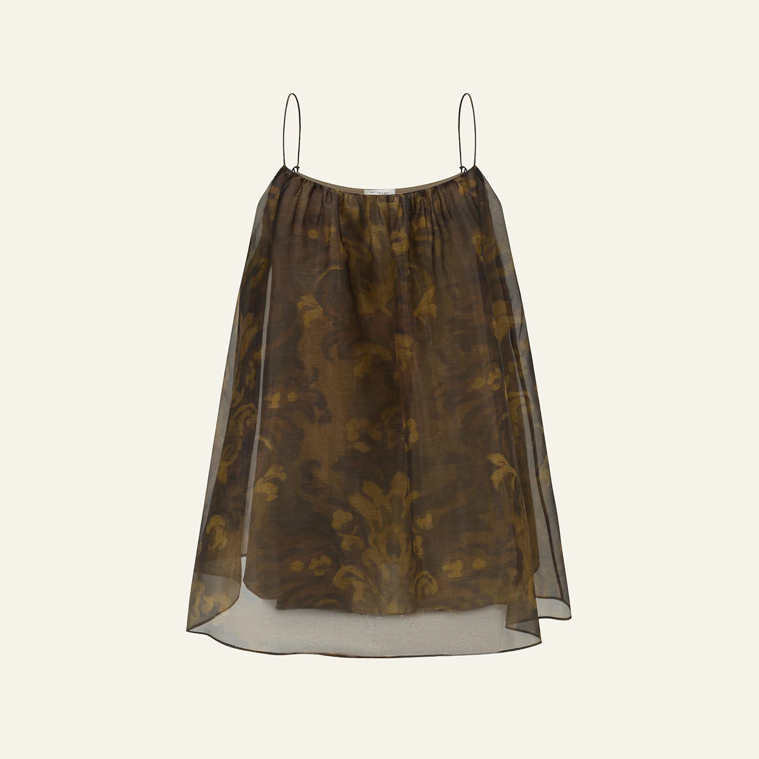 INTO THE EAST Spring/Summer 2026: Acanthus Oil Paint Organza Camisole Top ITE-E1JBSSTP21006-CZ (Tea Brown) - Image 6