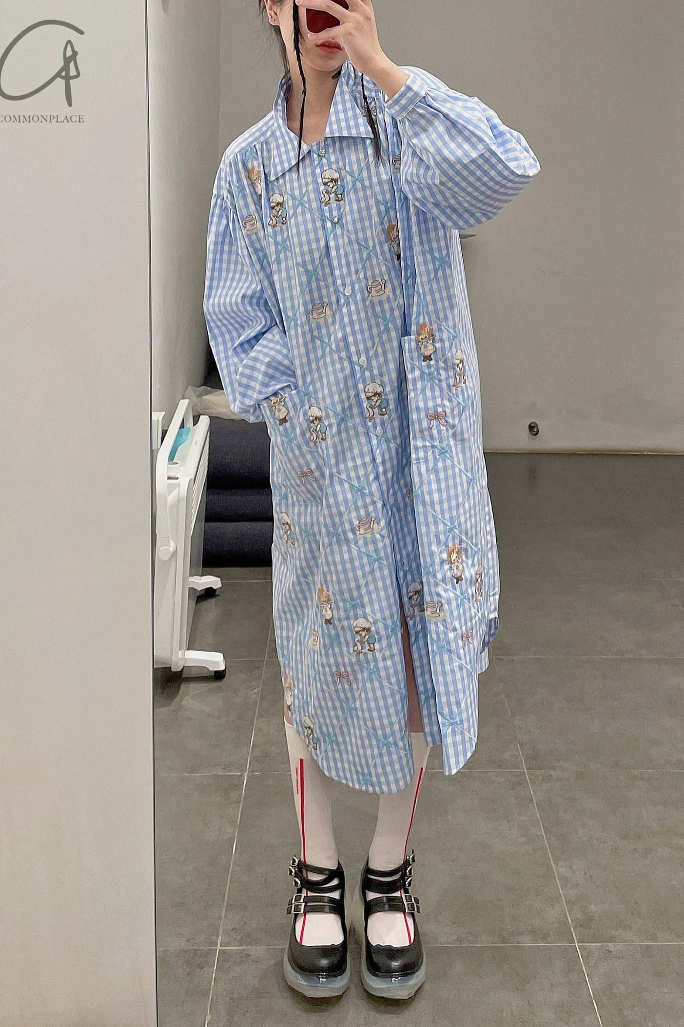 Jennyfax children's dream gown JFAW21B011 blue plaid - Image 2