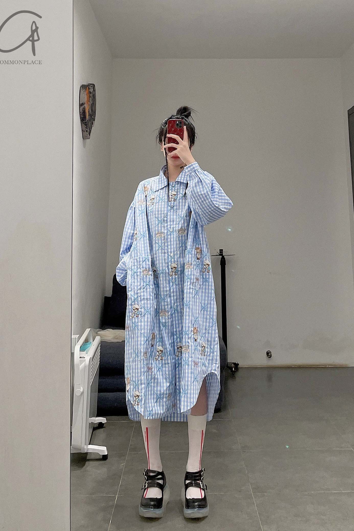 Jennyfax children's dream gown JFAW21B011 blue plaid - Image 3