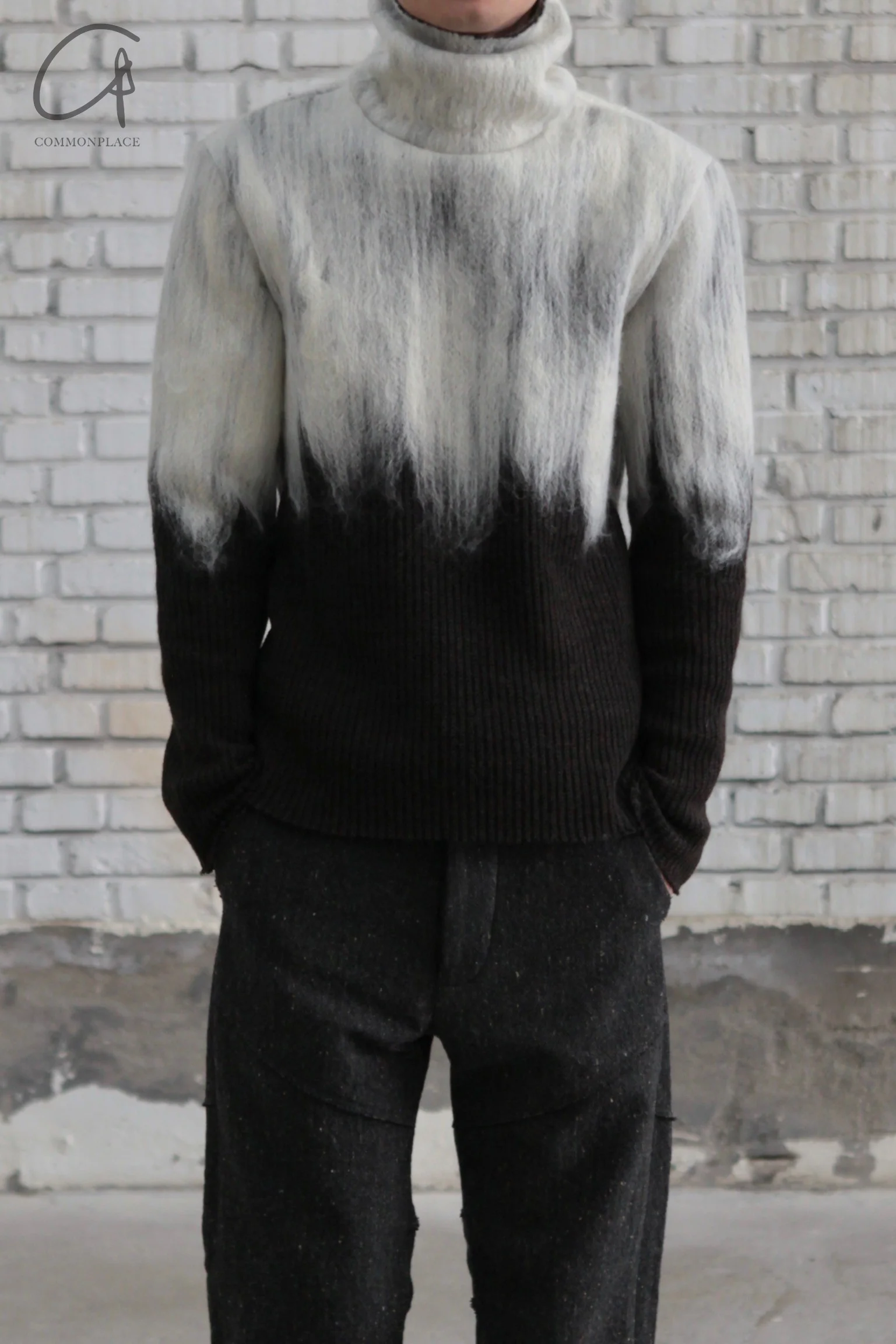 K`ANG 24 Autumn and Winter Unisex Gradient Turtleneck Sweater Rome KANG-MW/MT-001-HN-AG-SZHB Dark Brown/Gray - Image 3