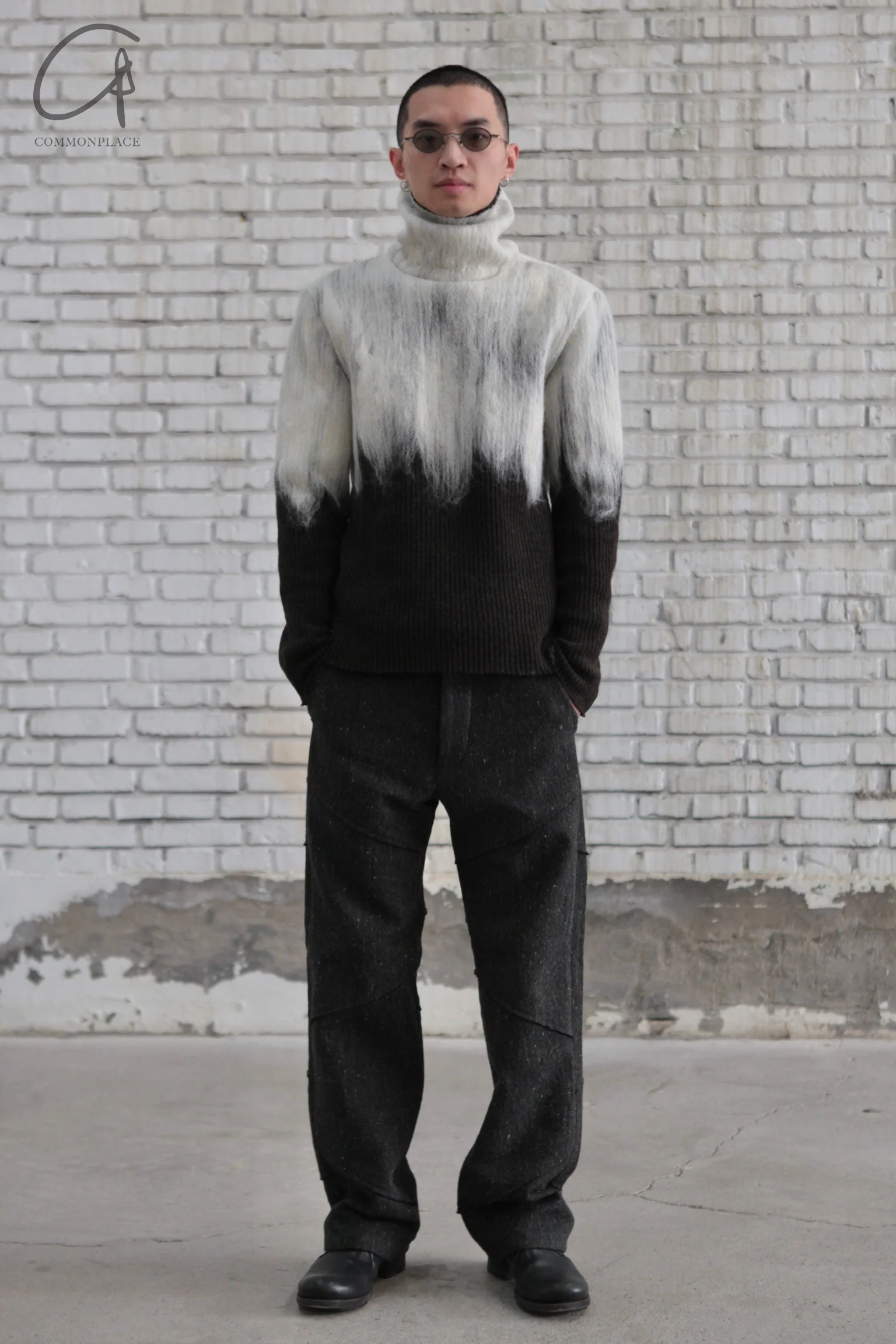 K`ANG 24 Autumn and Winter Unisex Gradient Turtleneck Sweater Rome KANG-MW/MT-001-HN-AG-SZHB Dark Brown/Gray - Image 4