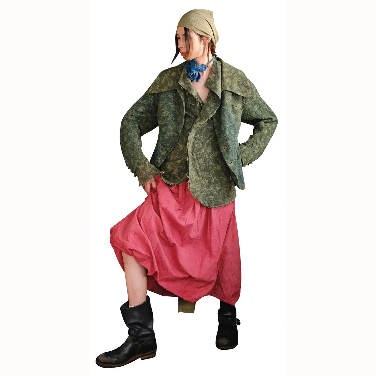 KINYAN LAM 25 Spring/Summer Natural Dye Pleated Balloon Skirt KYL-V2SKT02-R-HONG Pink - Image 8
