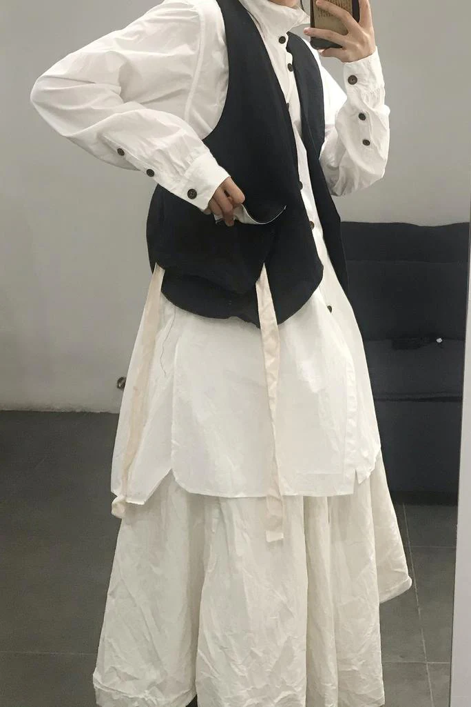 KLASICA White Pocket Long Lining Japanese Handmade KLC-19C-67SHSH-032-BAI 19C-67SH SH-032 White - Image 24