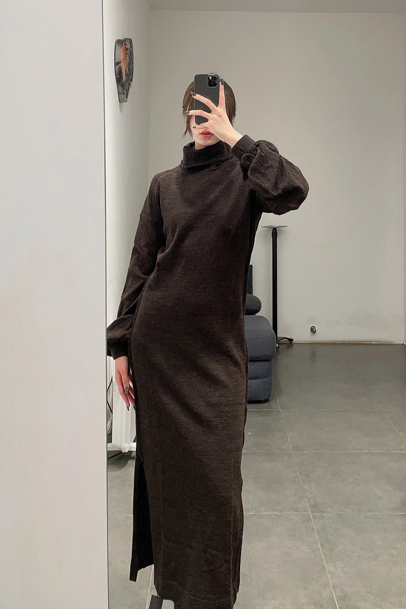 KLASICA long-sleeved sweater skirt 22C-68OP deep olive PK1001 - Image 7