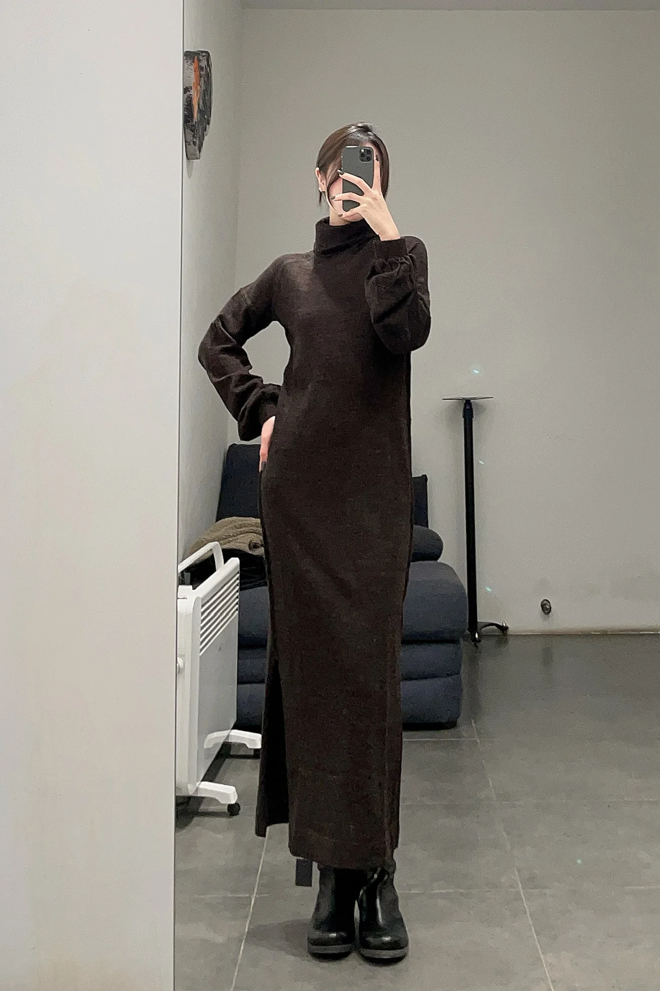 KLASICA long-sleeved sweater skirt 22C-68OP deep olive PK1001 - Image 8