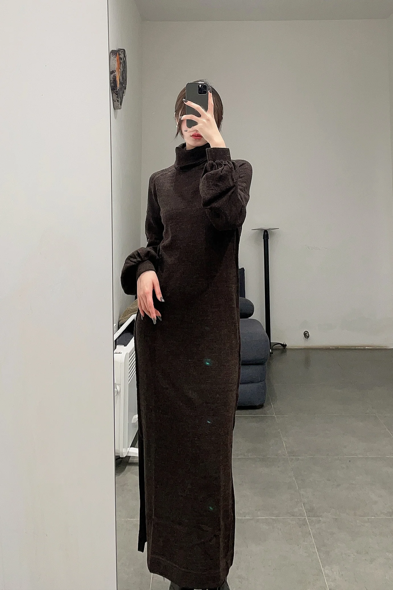 KLASICA long-sleeved sweater skirt 22C-68OP deep olive PK1001 - Image 9