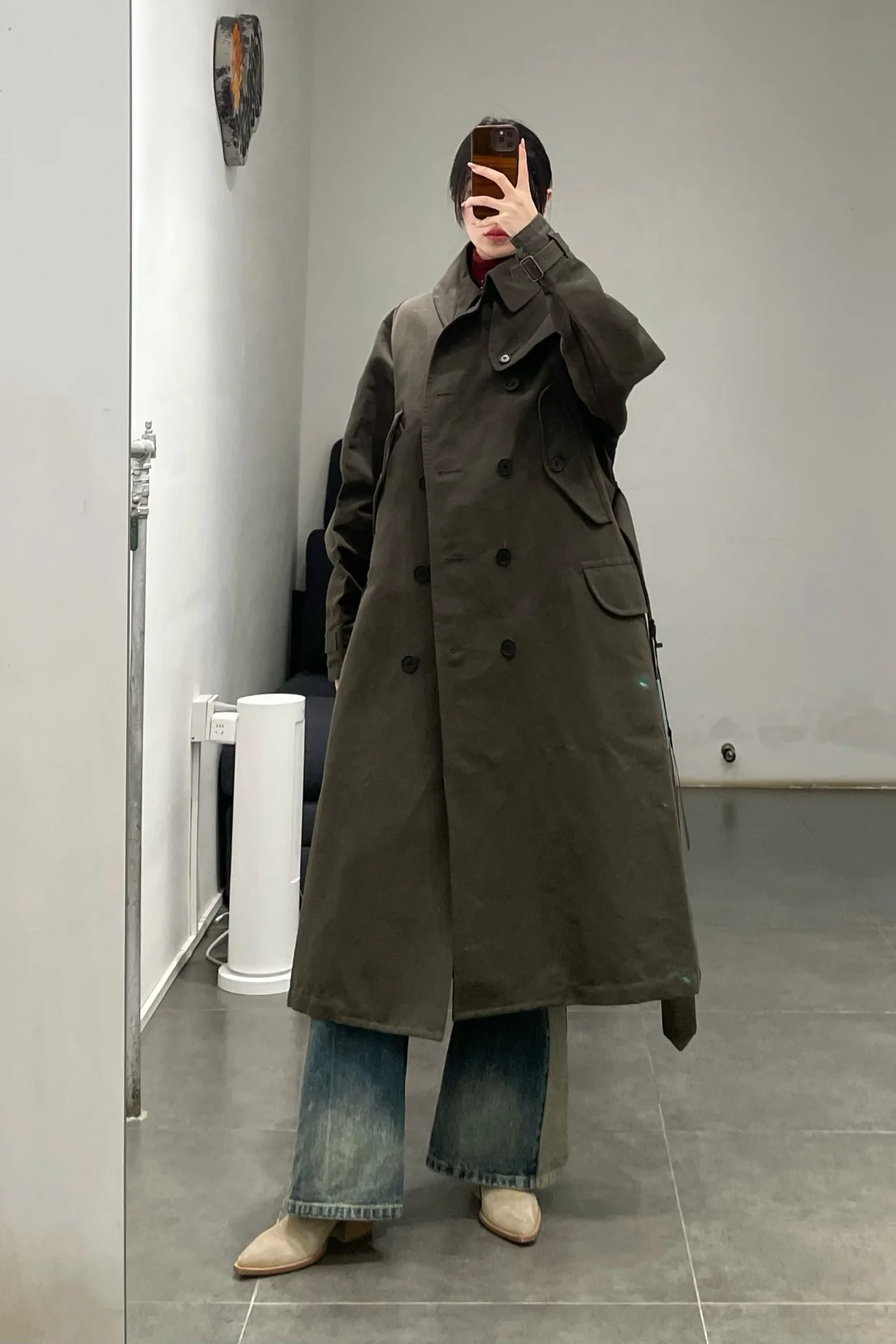 KLASICA Double-breasted belted linen jacket Cotton Craftsman Handmade KLC-22C-59TRC-JUNLV Army Green - Image 10