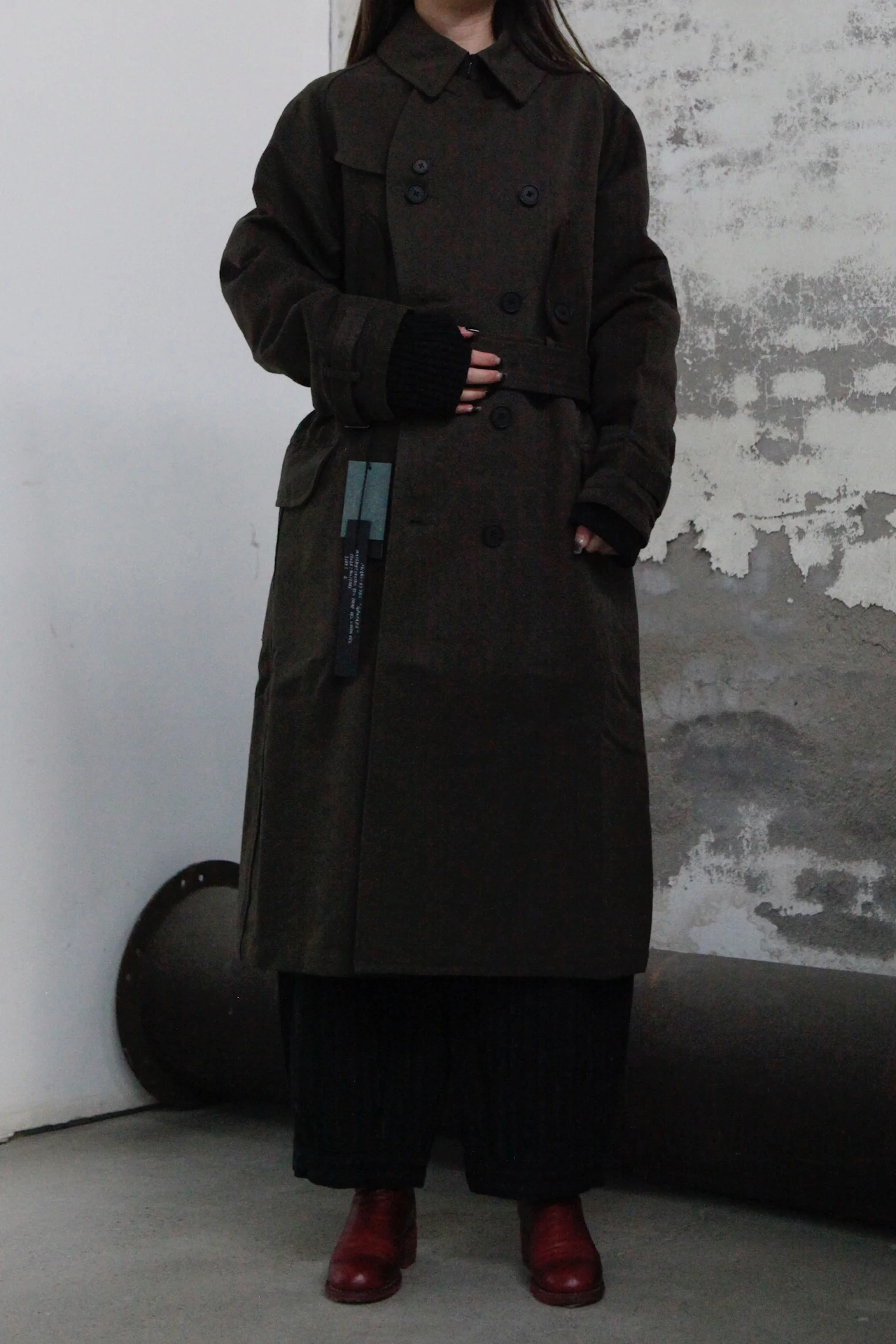 KLASICA Double-breasted belted linen jacket Cotton Craftsman Handmade KLC-22C-59TRC-JUNLV Army Green - Image 4