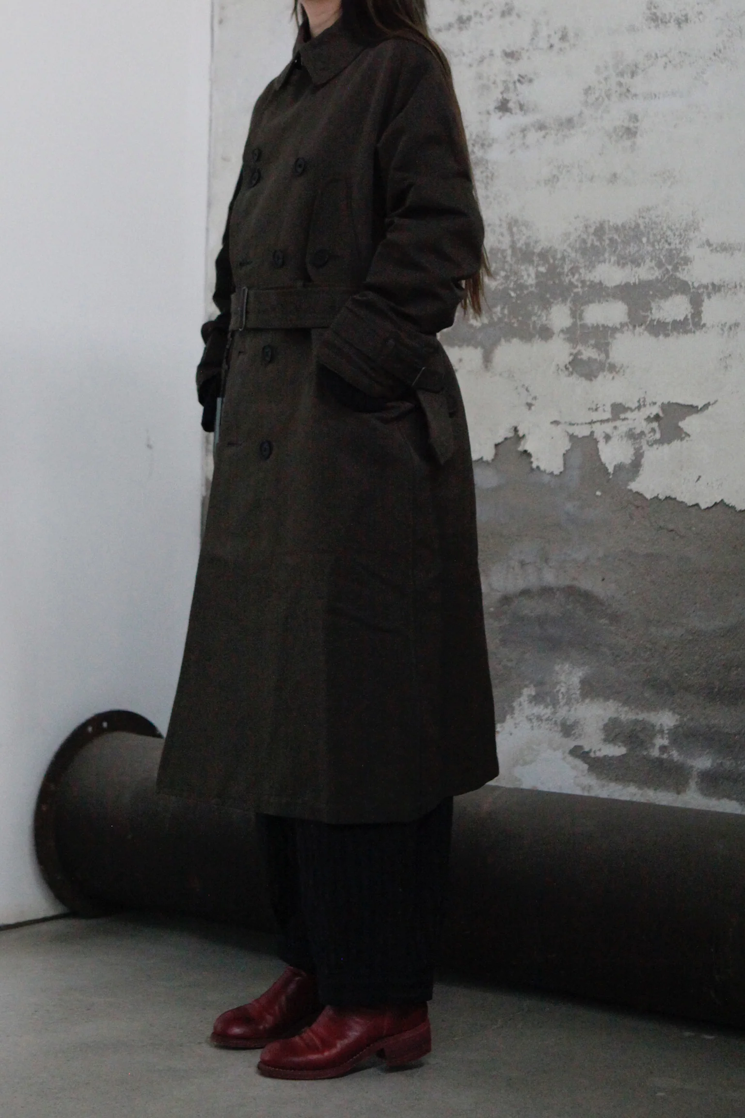KLASICA Double-breasted belted linen jacket Cotton Craftsman Handmade KLC-22C-59TRC-JUNLV Army Green - Image 5
