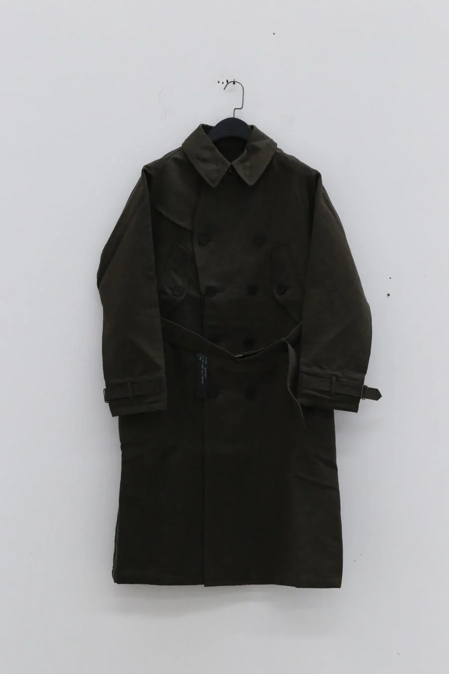 KLASICA Double-breasted belted linen jacket Cotton Craftsman Handmade KLC-22C-59TRC-JUNLV Army Green - Image 6