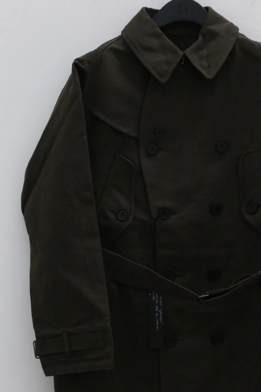 KLASICA Double-breasted belted linen jacket Cotton Craftsman Handmade KLC-22C-59TRC-JUNLV Army Green - Image 7